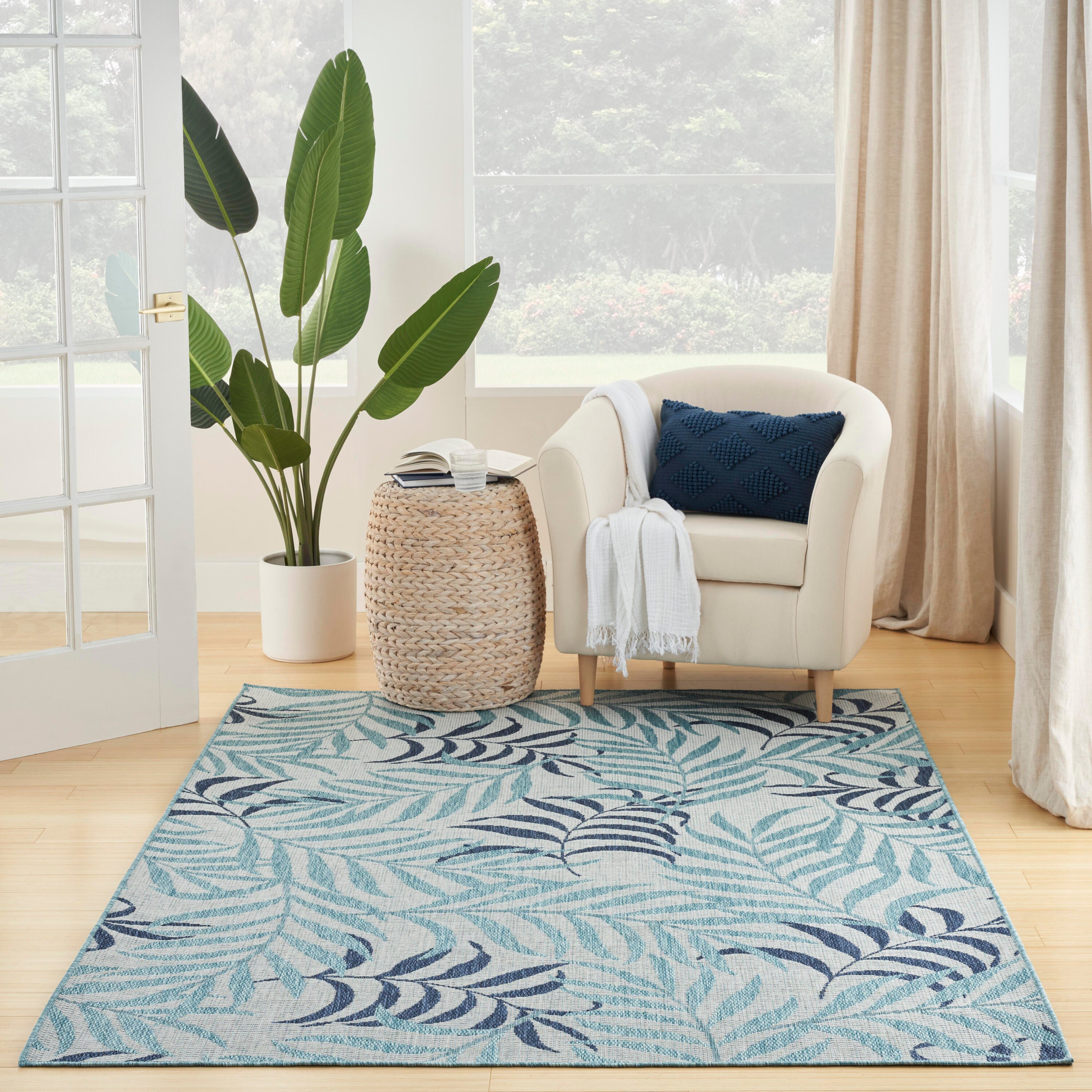 Nourison Home Tropical 5' x 7' Area Rug, Blue, large