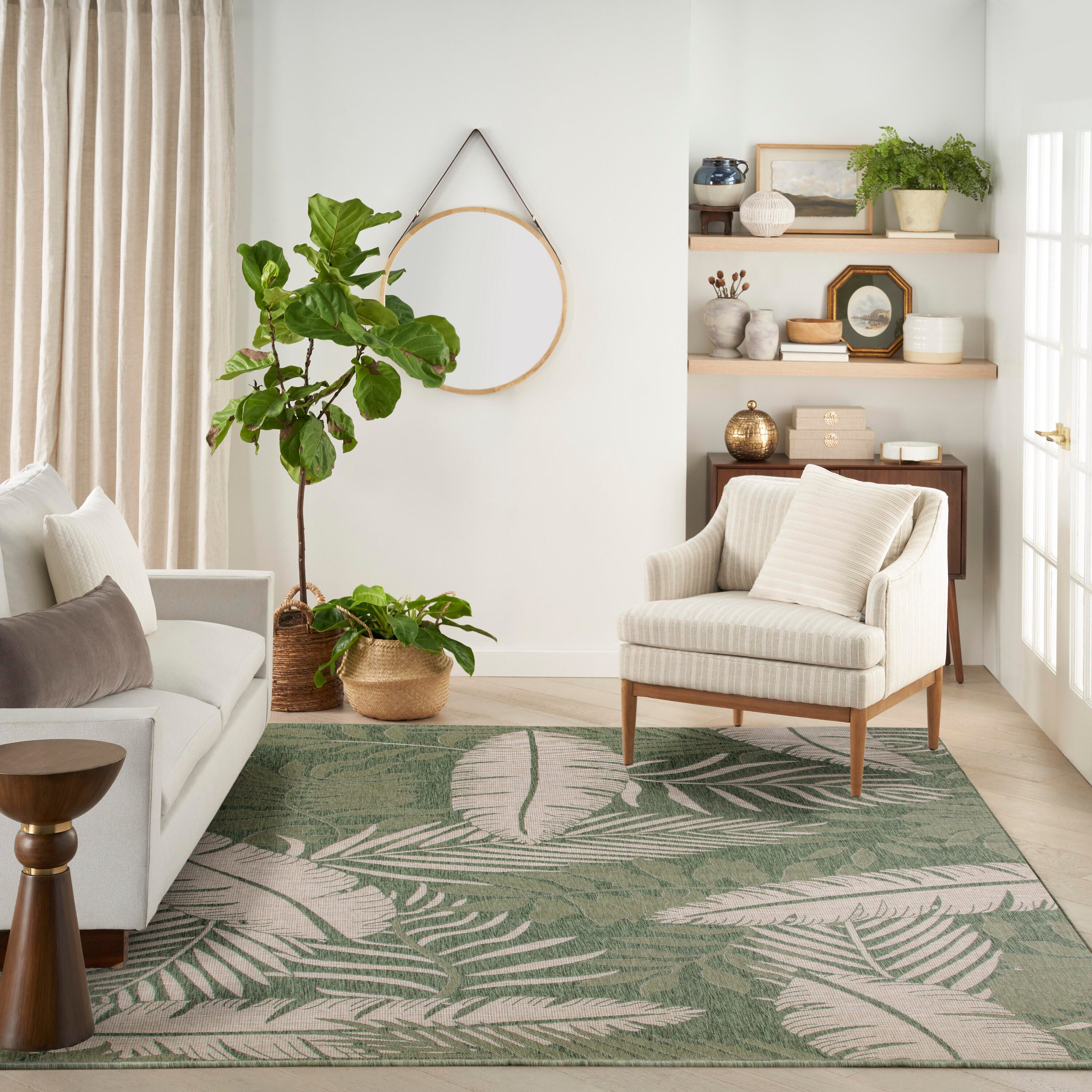 Nourison Home Palm Leaf 9' x 12'  Area Rug, Green/Ivory, large
