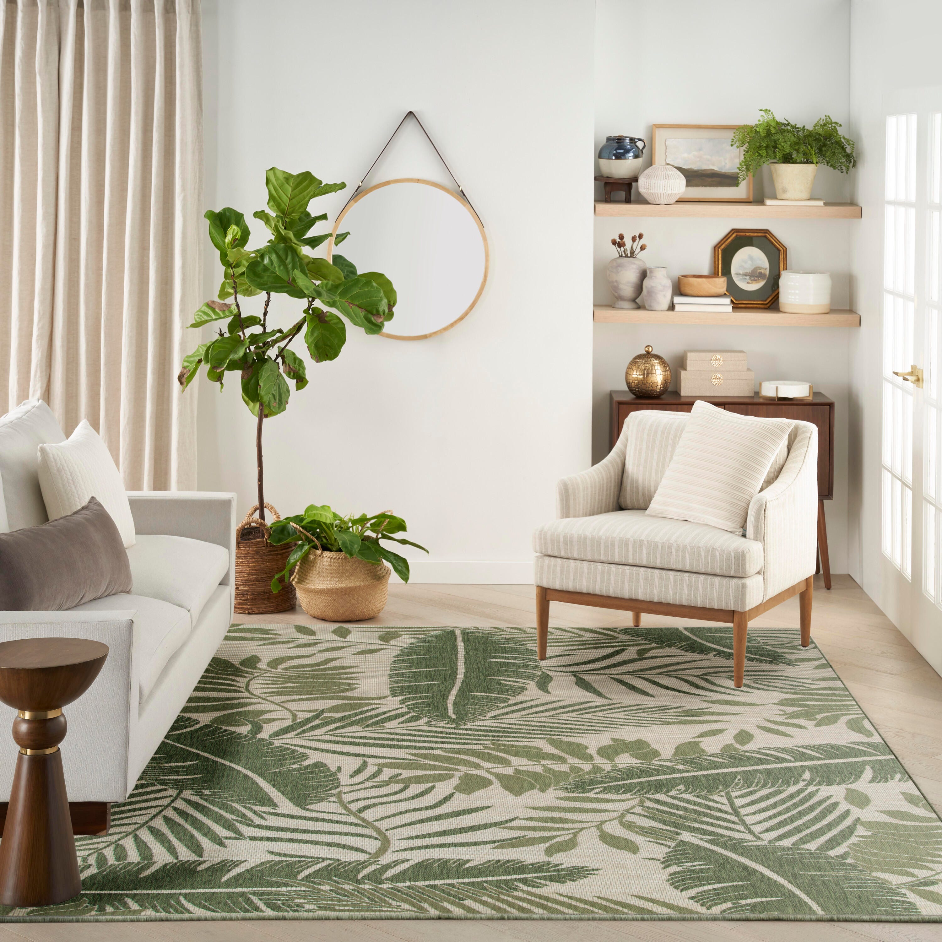 Nourison Home Palm Leaf 8' x 10'  Area Rug, Ivory/Green, large