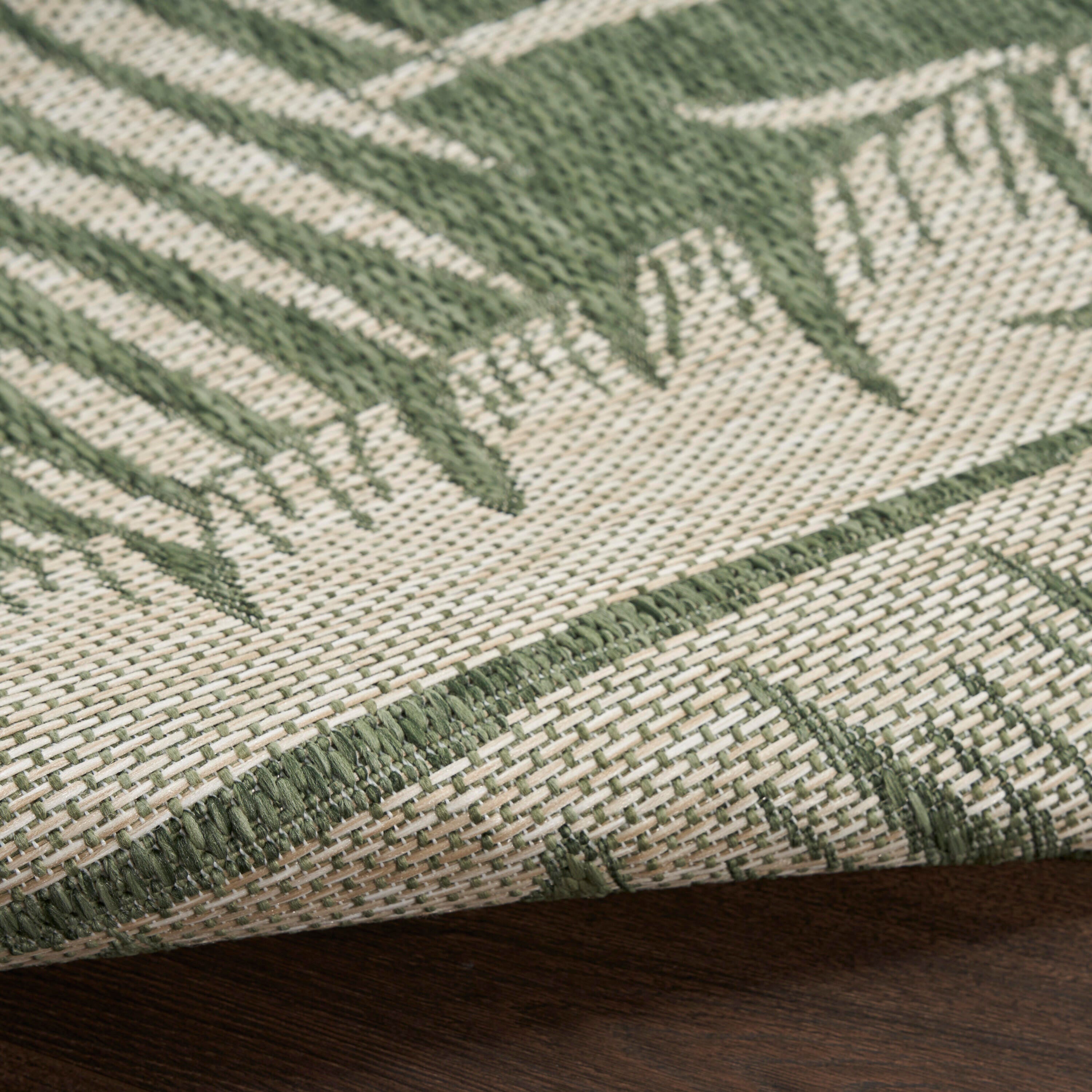 Nourison Home Palm Leaf 6' x 9'  Area Rug, Green/Ivory, large