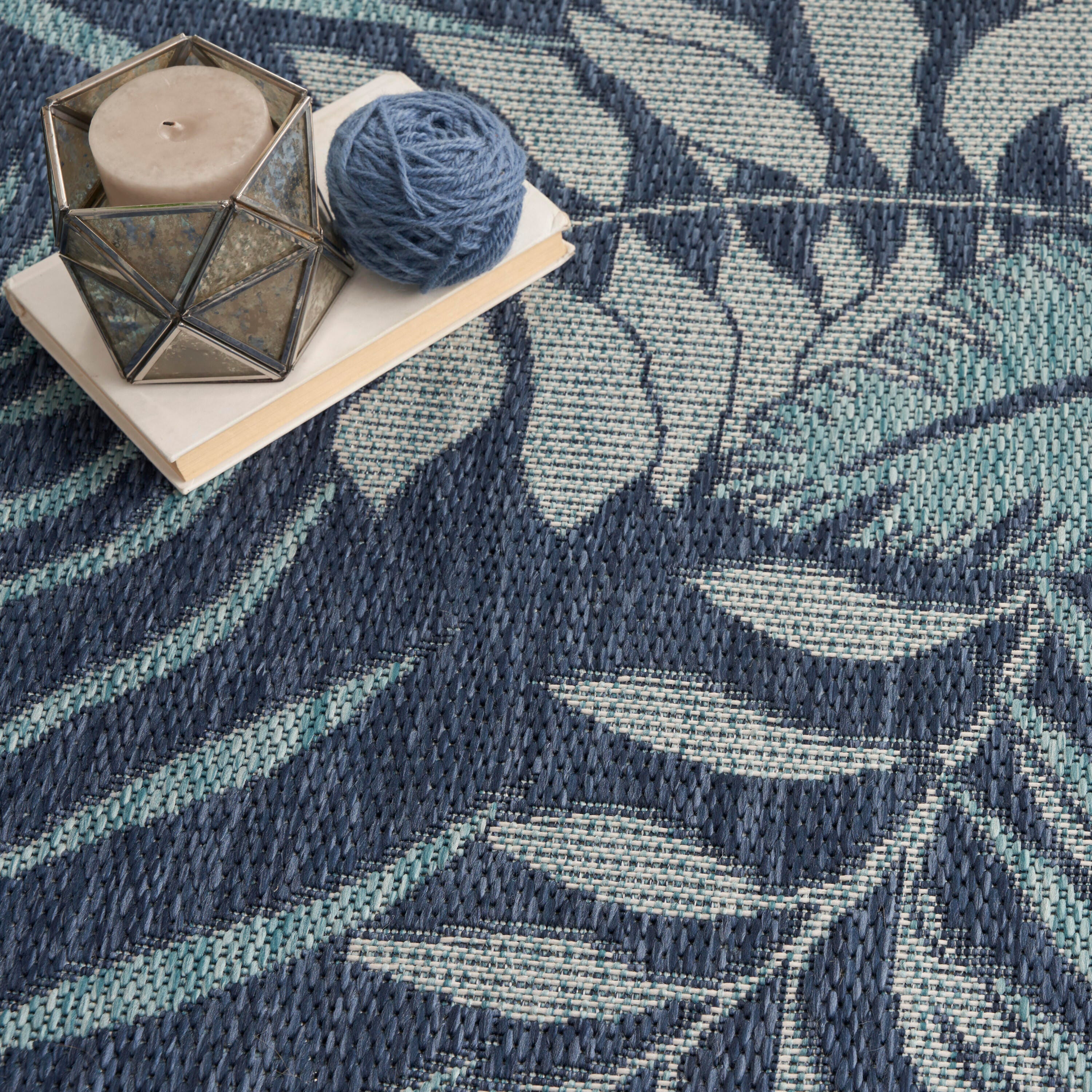 Nourison Home Palm Leaf 9' x 12'  Area Rug, Navy, large