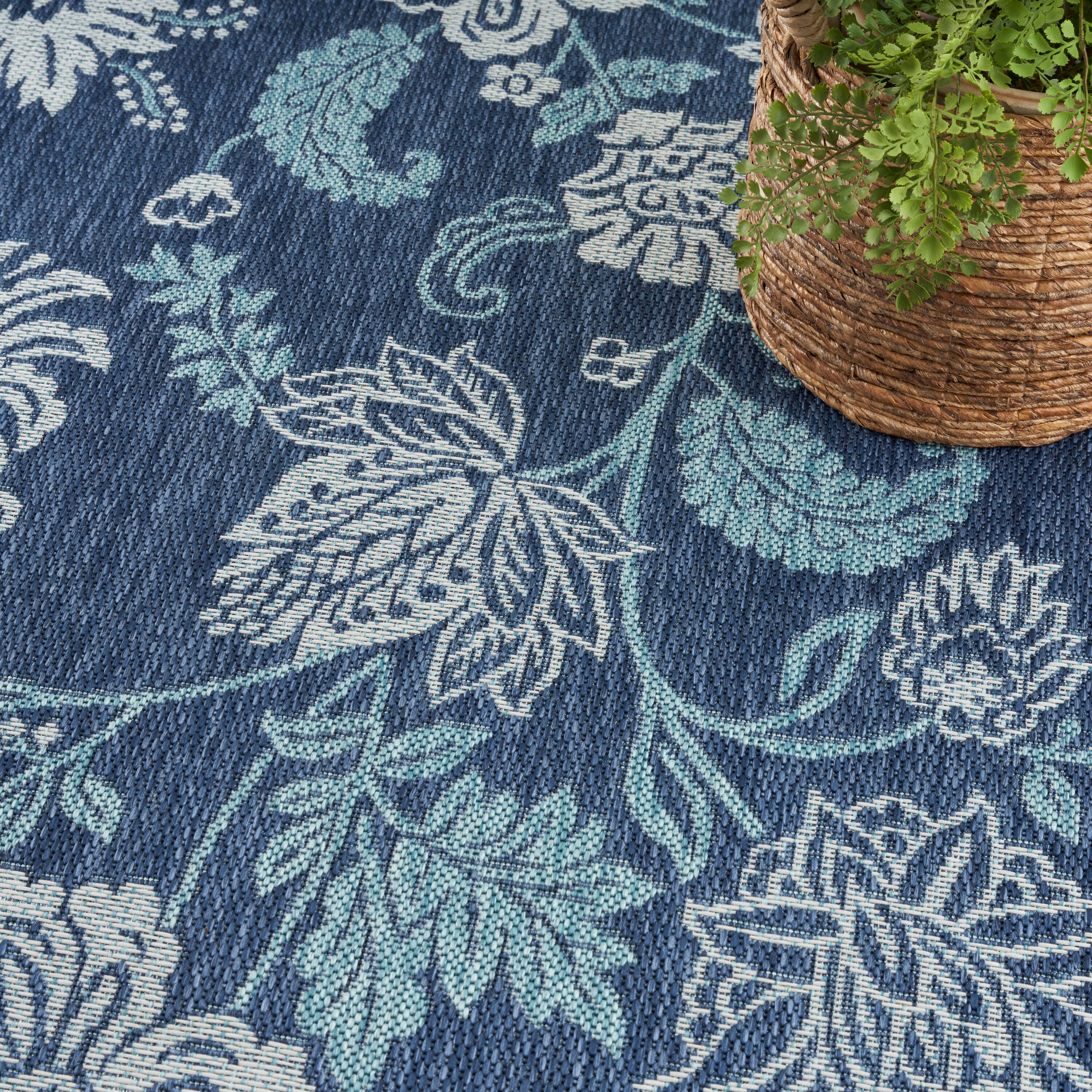 Nourison Home Oversized Flowers 9' x 12' Area Rug, Navy, large