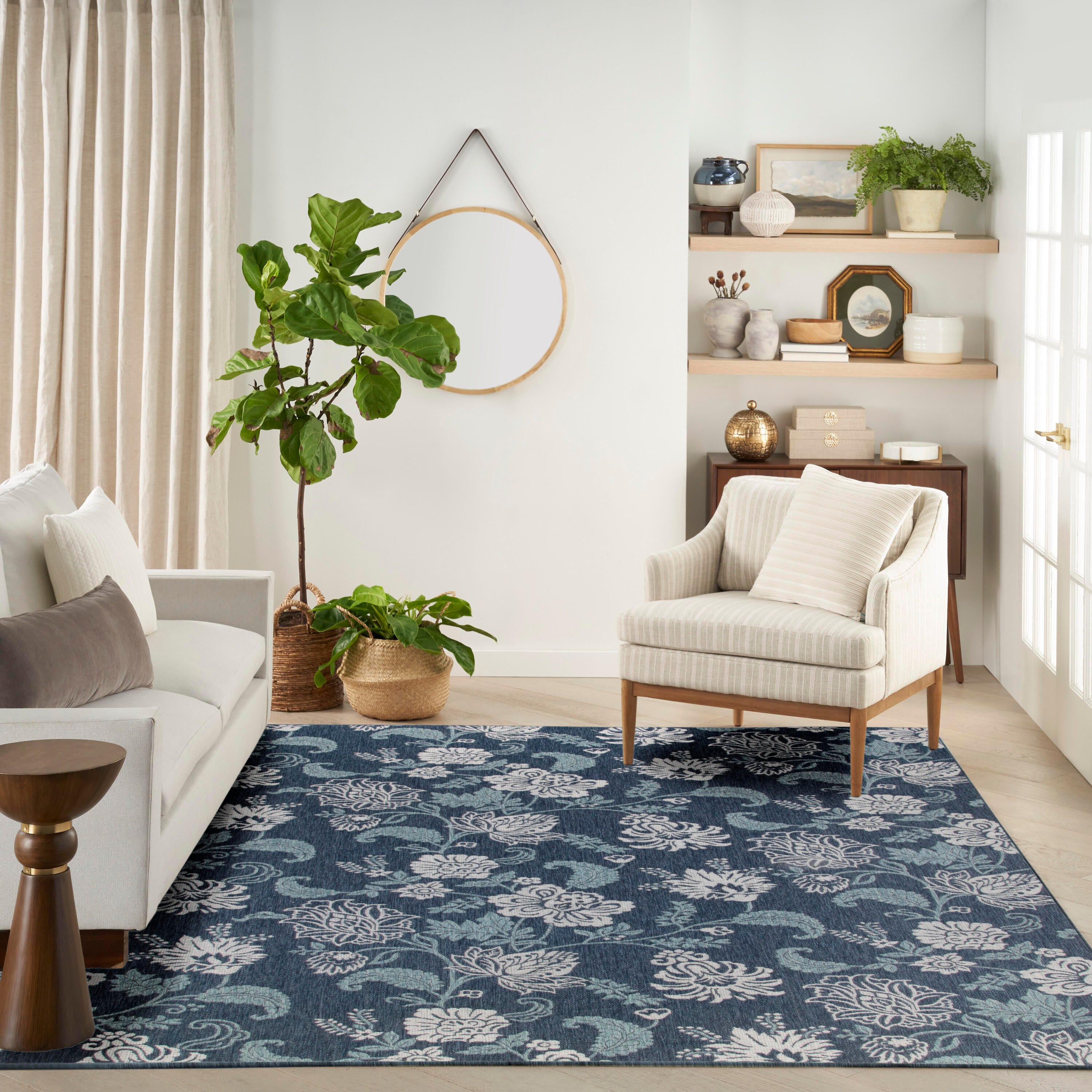 Nourison Home Oversized Flowers 9' x 12' Area Rug, Navy, large