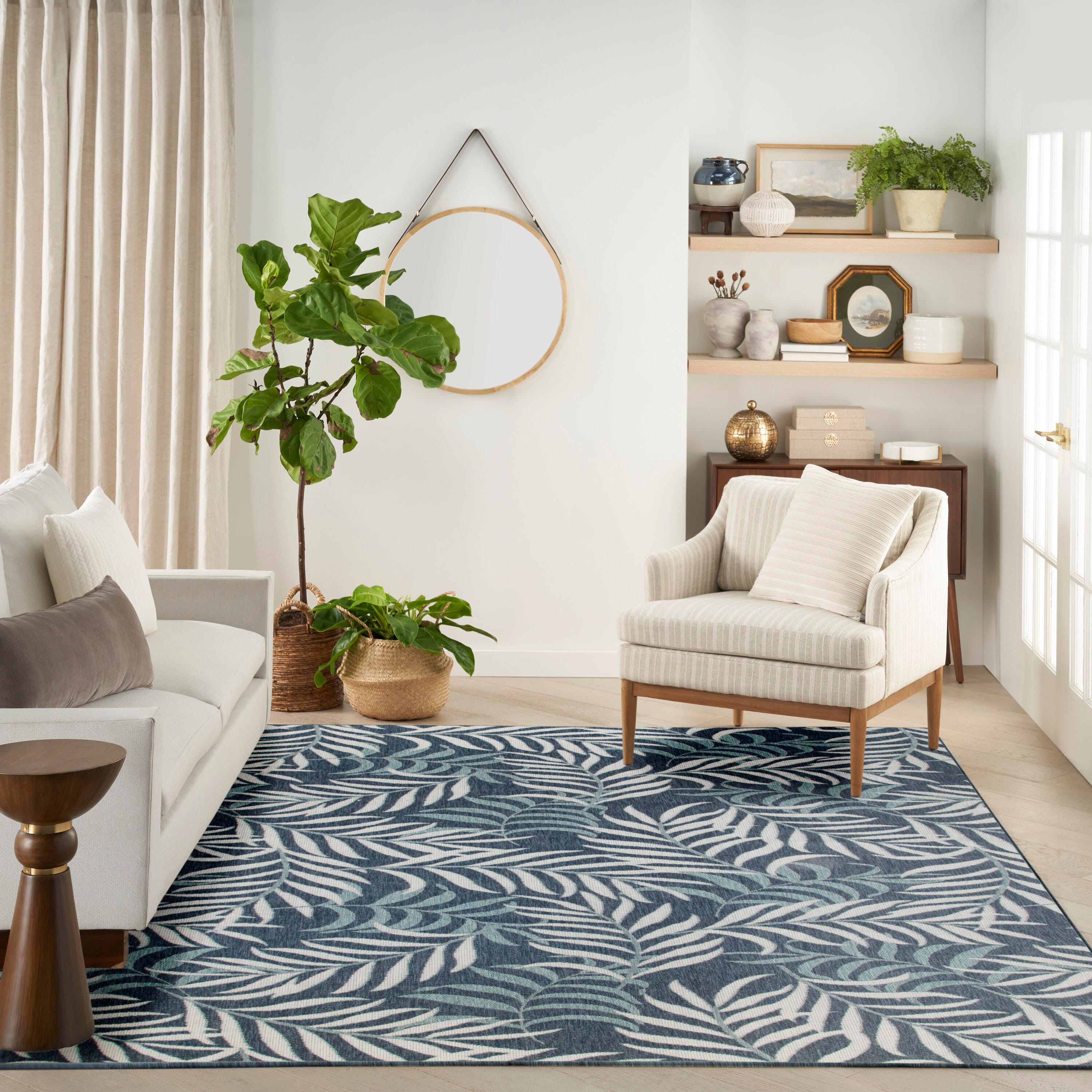 Nourison Home Tropical 9' x 12' Area Rug, Navy, large