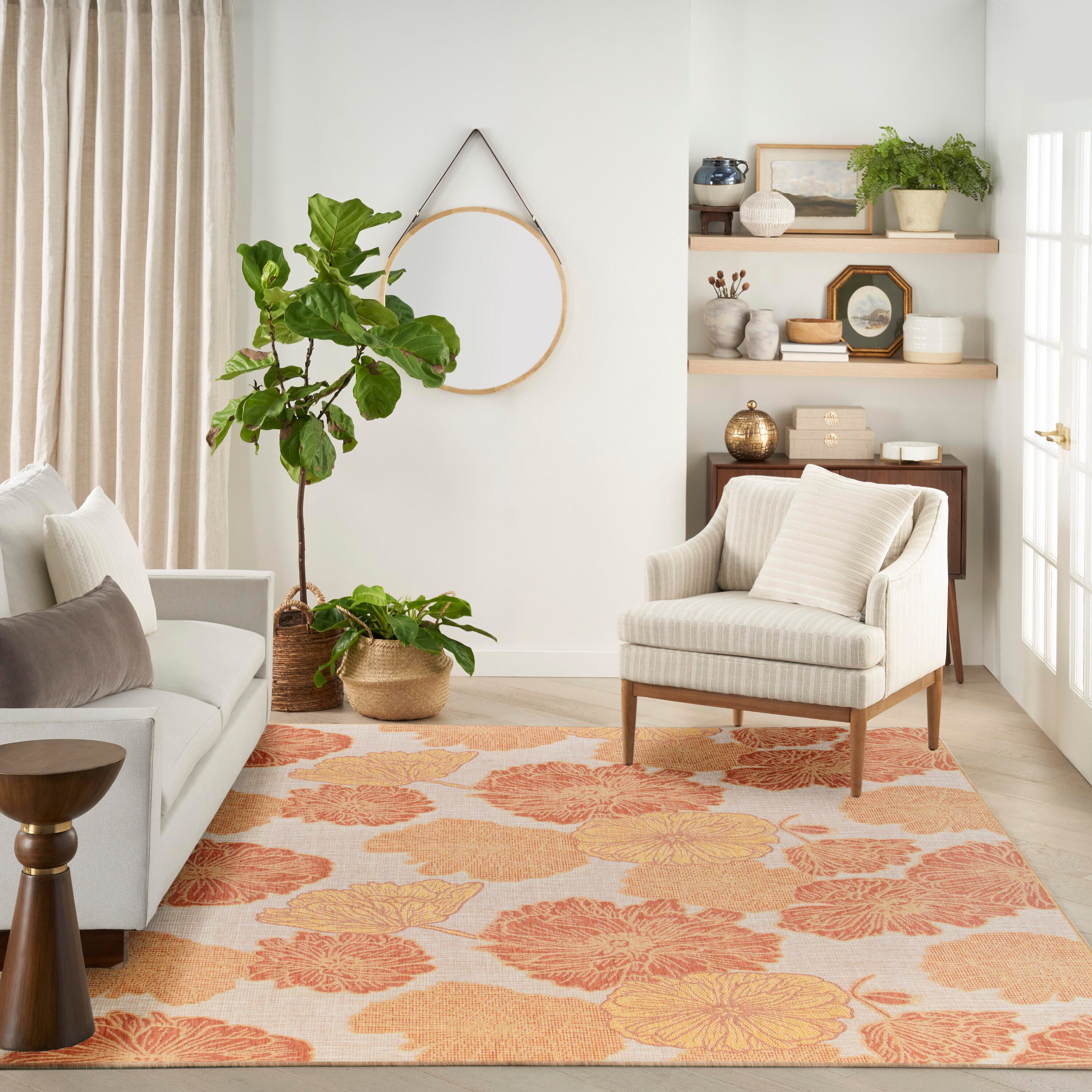 Nourison Home Floral 8' x 10' Area Rug, Coral, large