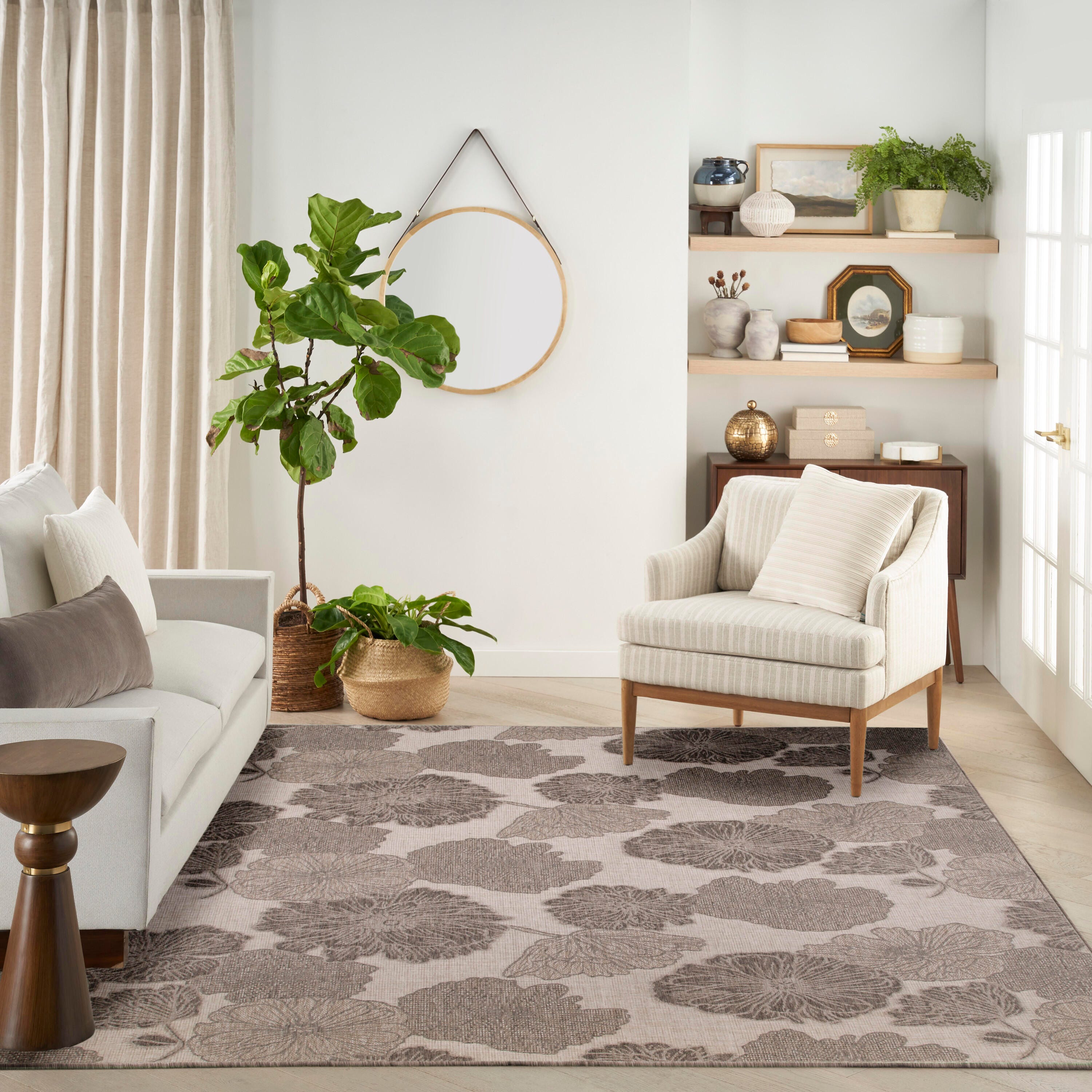 Nourison Home Floral 9' x 12' Area Rug, Natural, large