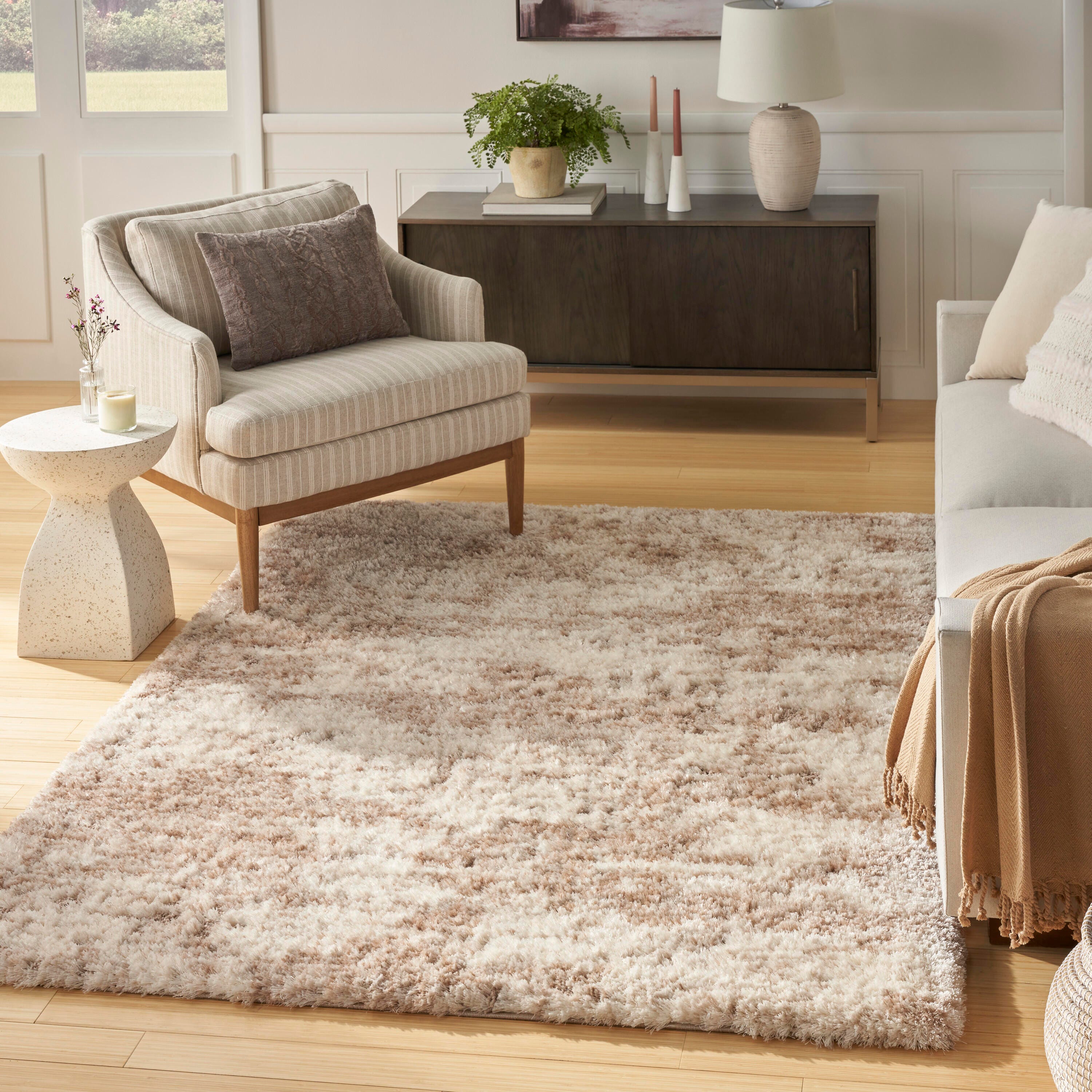 Nourison Home Dreamy Shag 4' x 6' Area Rug, Ivory/Dark Beige, rollover