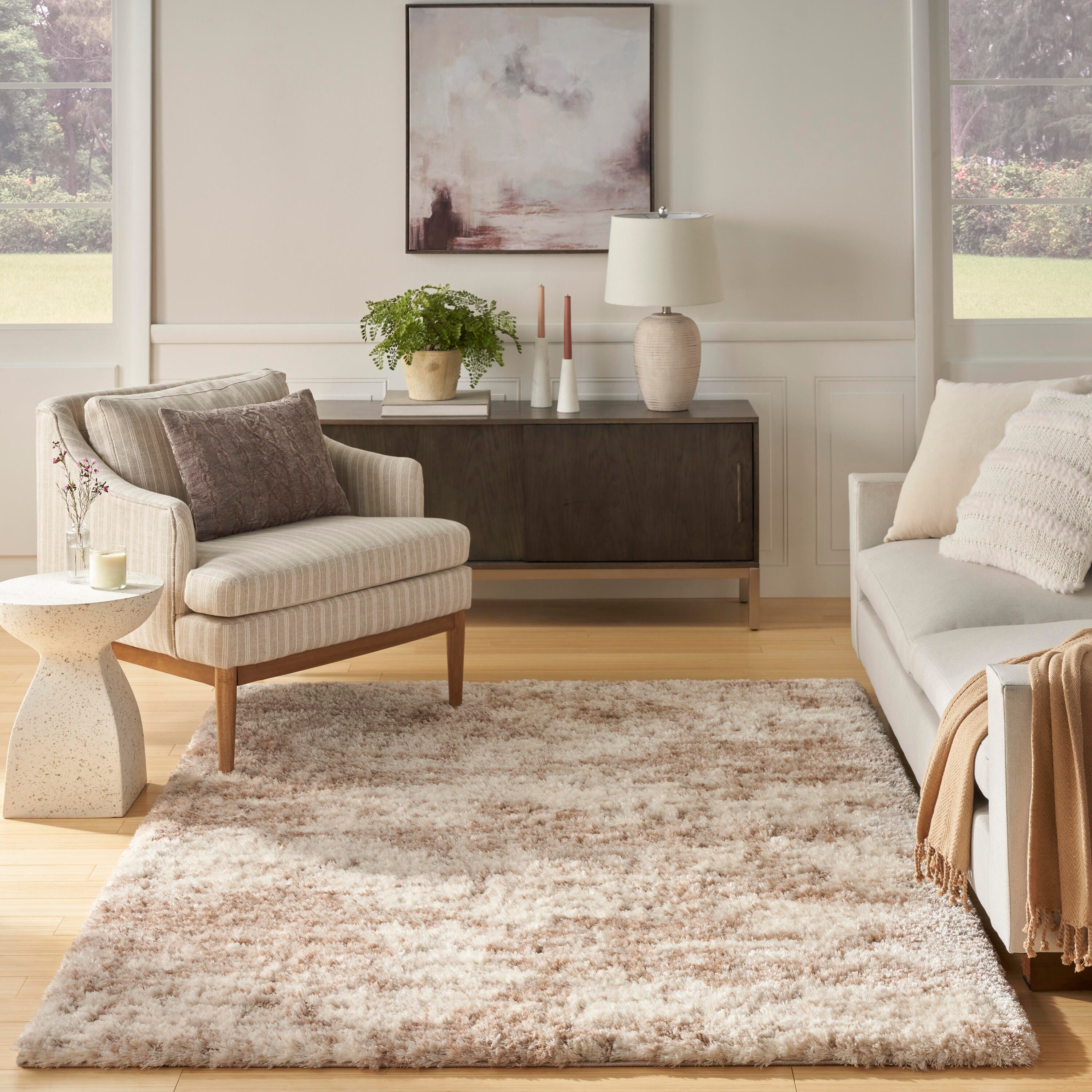 Nourison Home Dreamy Shag 8' x 10' Area Rug, Ivory/Dark Beige, large