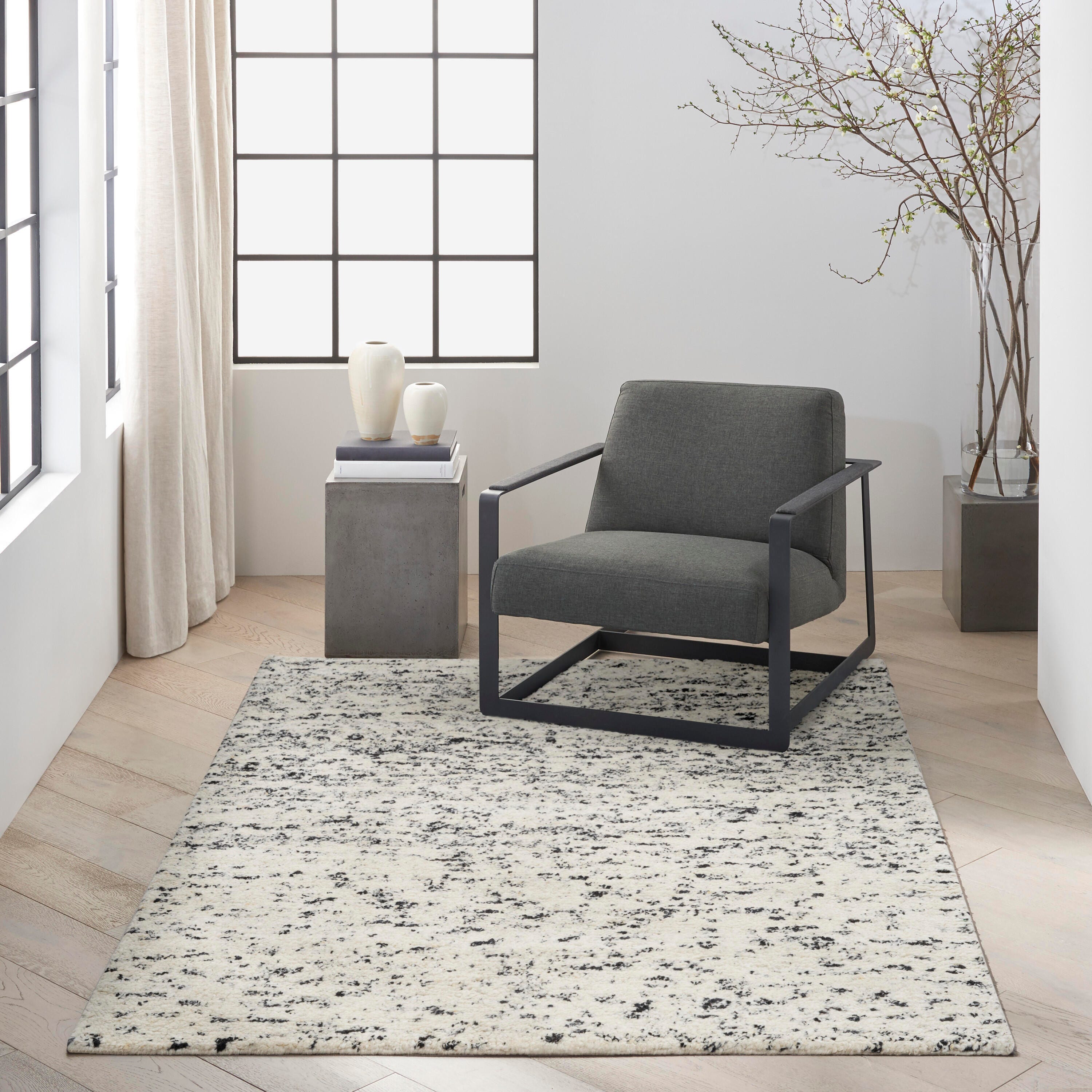 Calvin Klein Billows 5'3" x 7'3" Area Rug, Ivory/Black, large