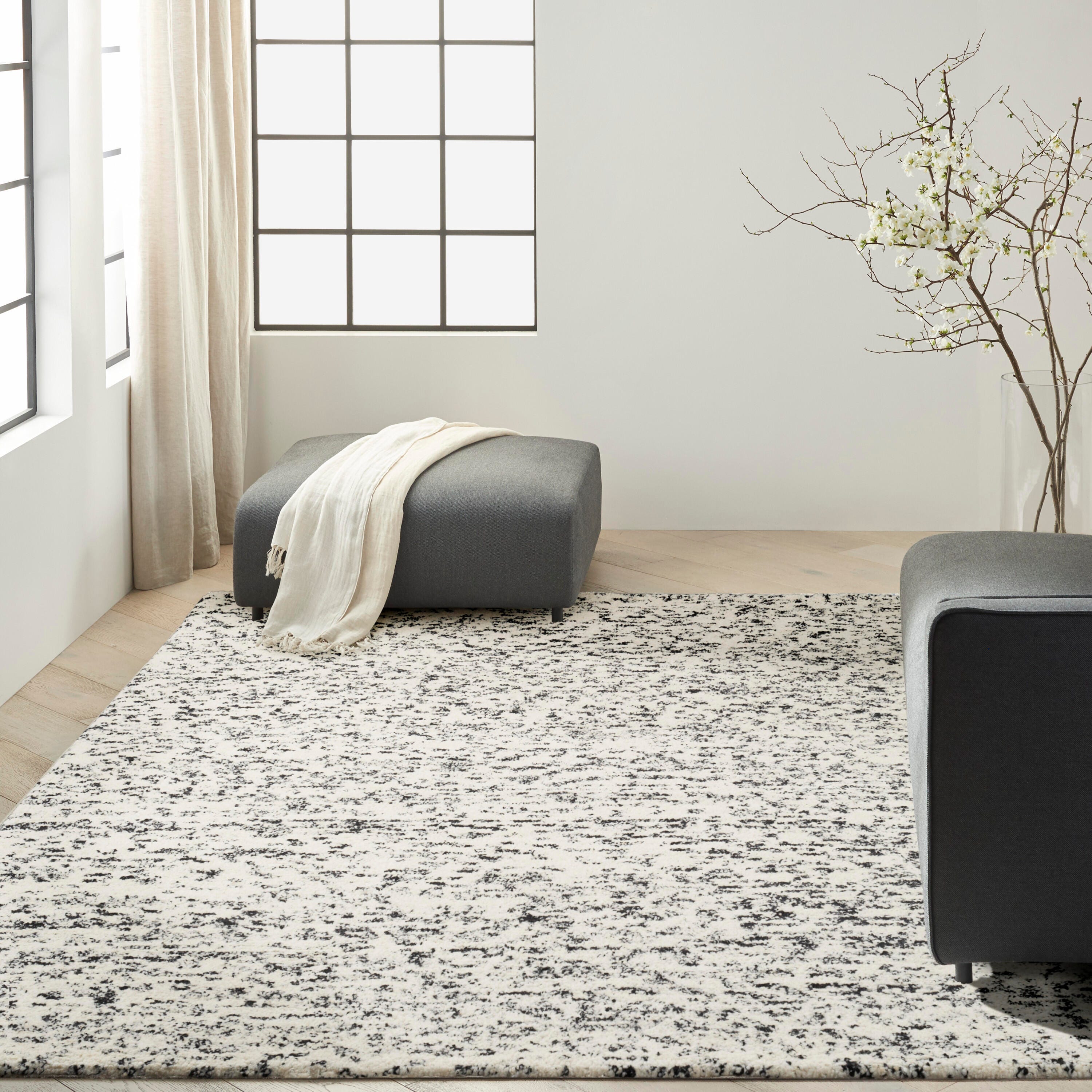 Calvin Klein Billows 7'9" x 9'9" Area Rug, Ivory/Black, large