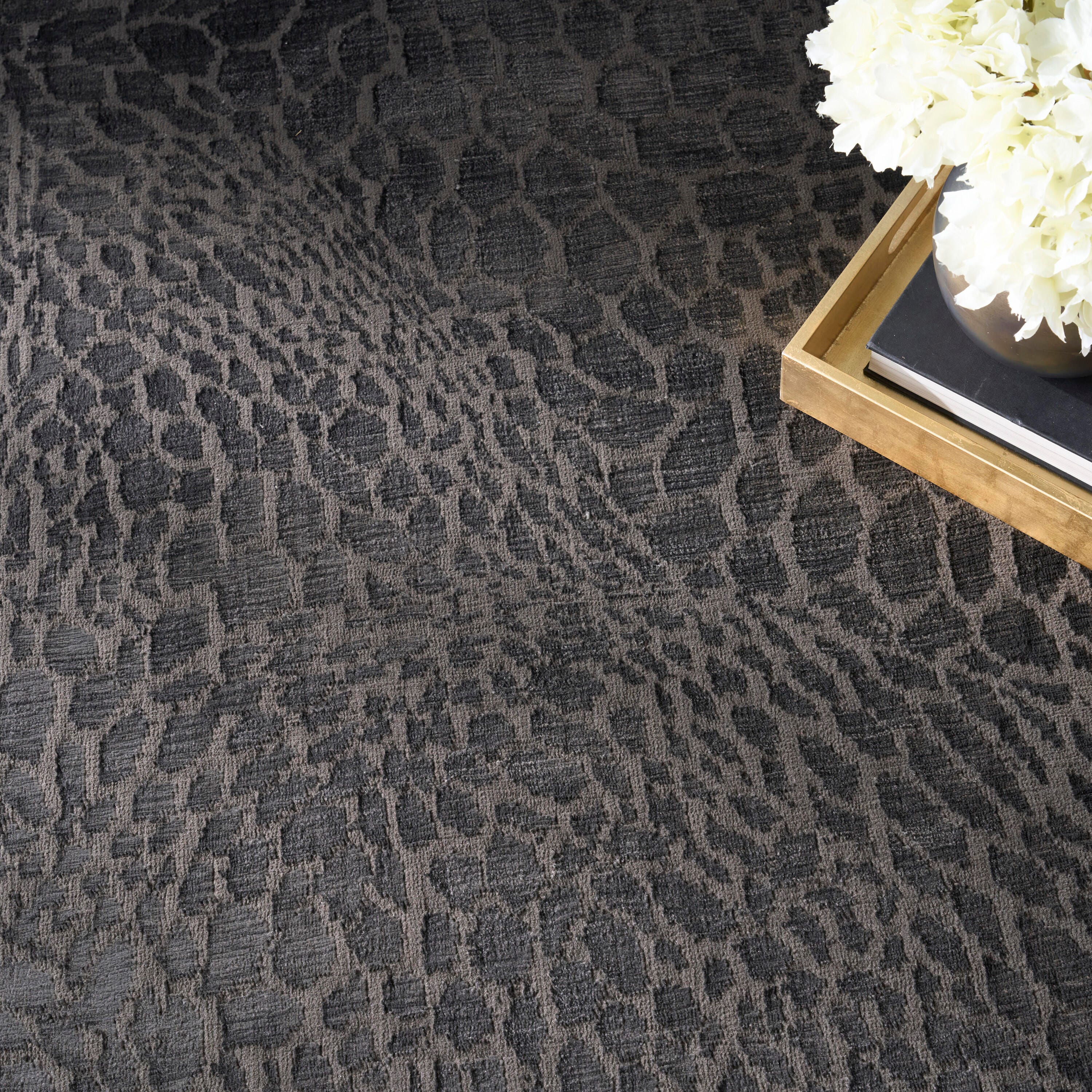 Nourison Home Desire Animal Print 4' x 6' Area Rug, Charcoal/Silver, large