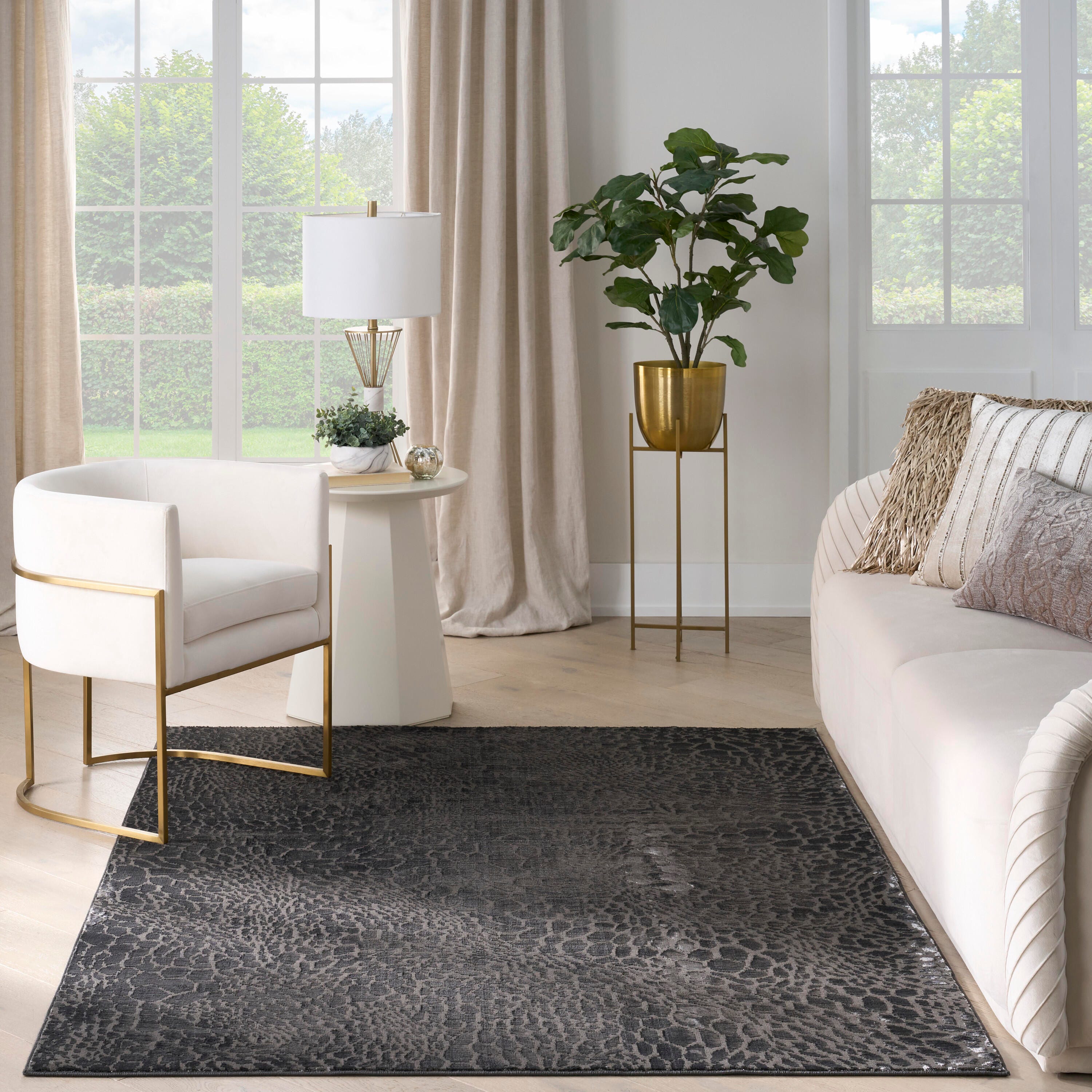 Nourison Home Desire Animal Print 4' x 6' Area Rug, Charcoal/Silver, large