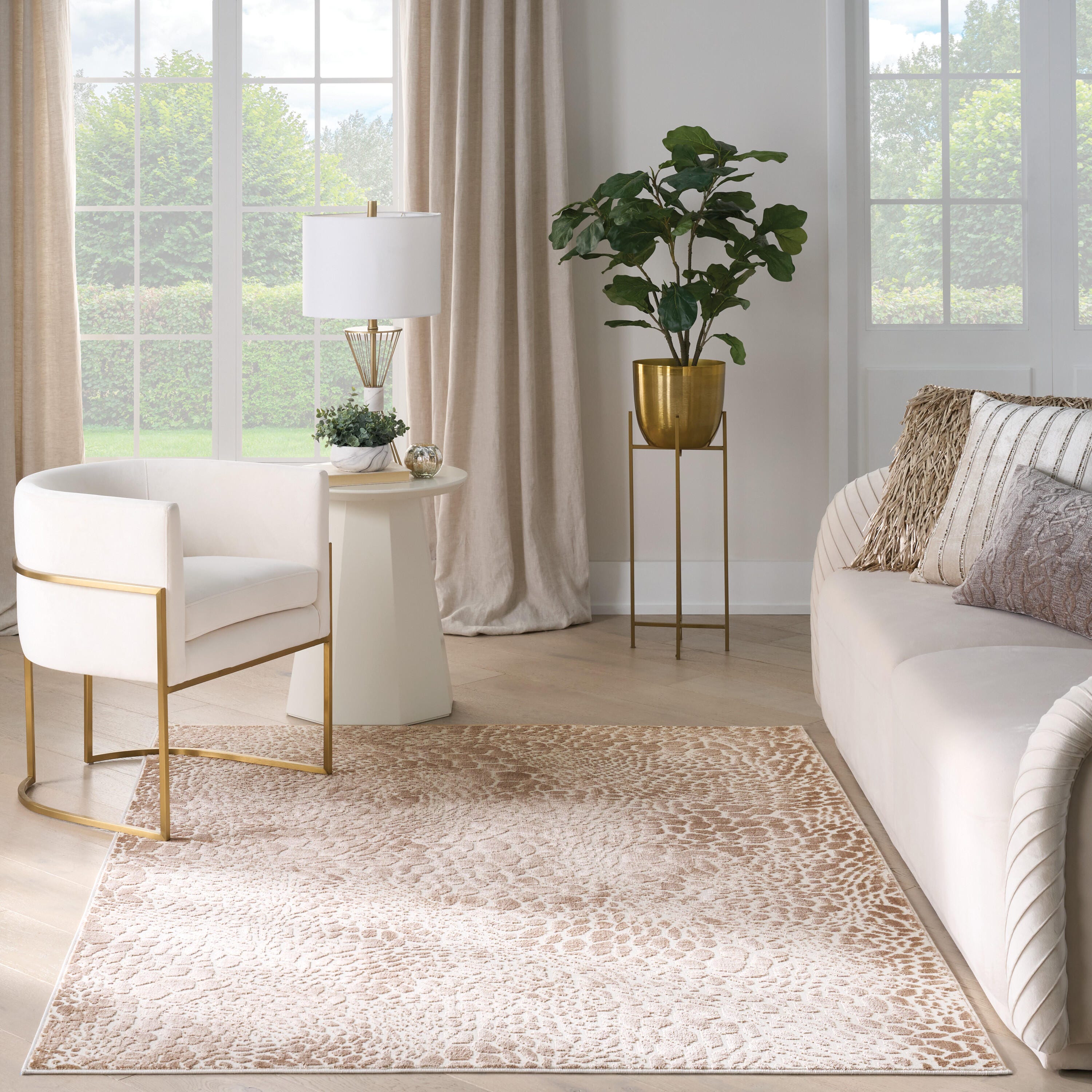 Nourison Home Desire Animal Print 5' x 7' Area Rug, Camel/Silver, large