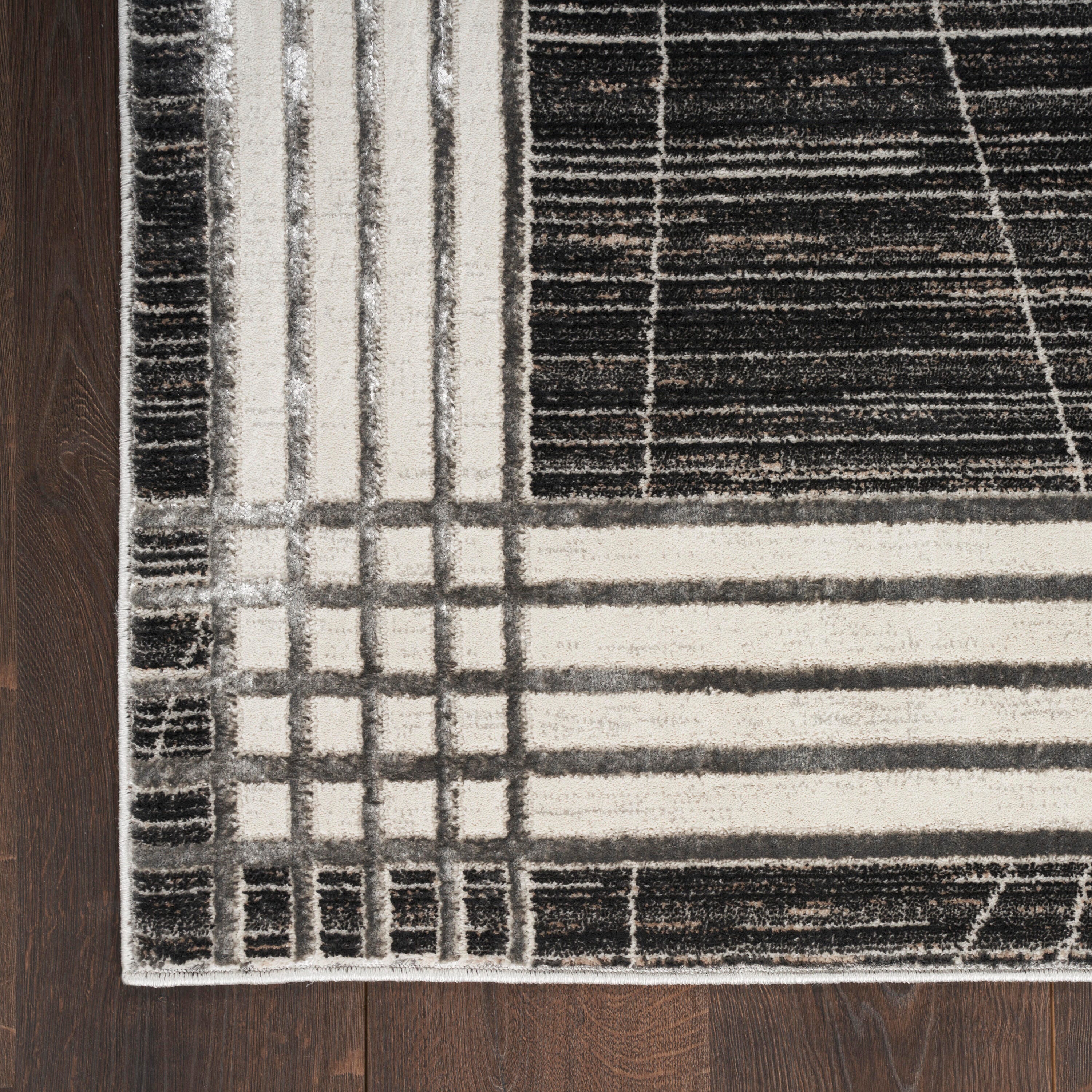 Nourison Home Desire Border 6' x 9' Area Rug, Charcoal/Silver, large