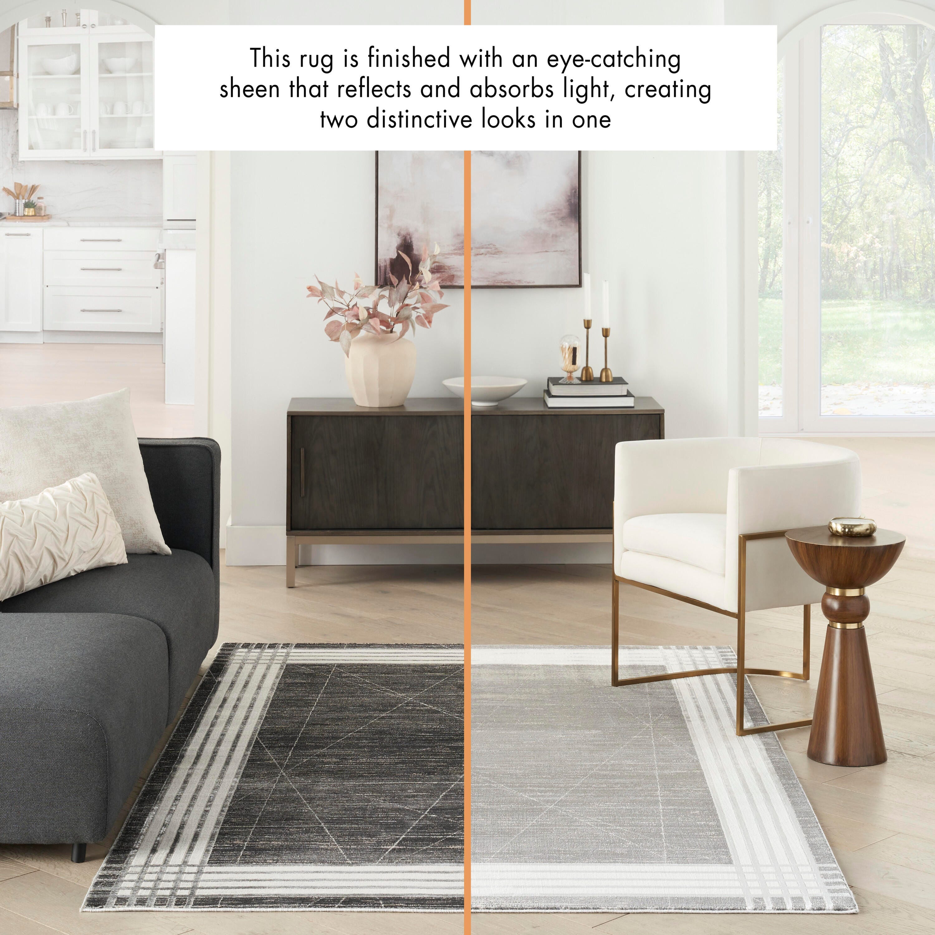 Nourison Home Desire Border 6' x 9' Area Rug, Charcoal/Silver, large