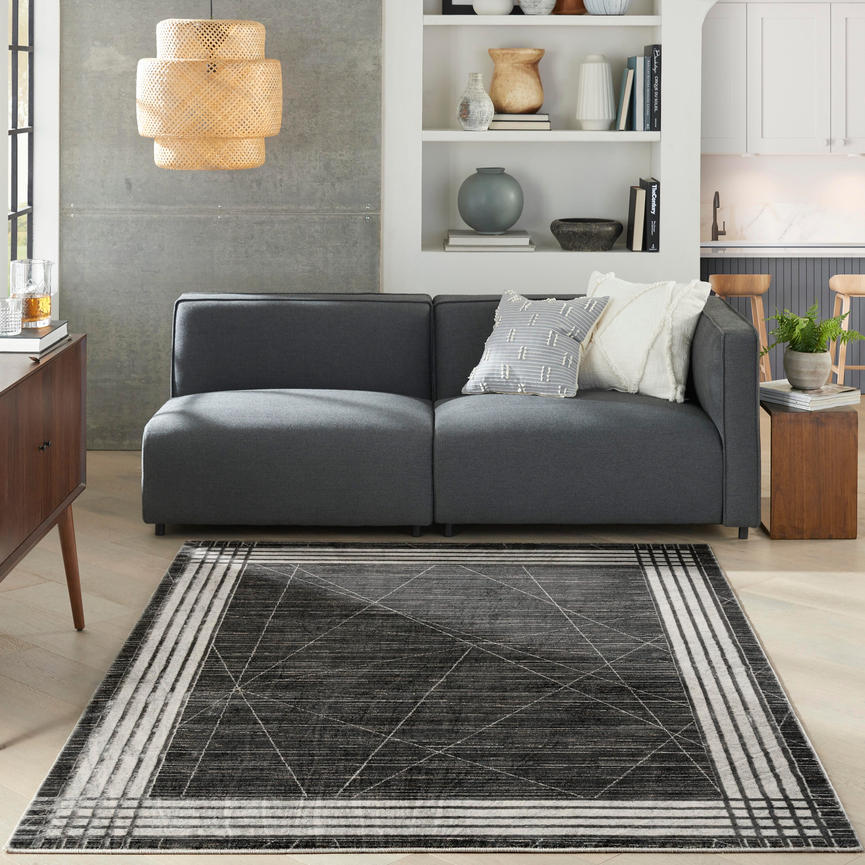 Nourison Home Desire Border 6' x 9' Area Rug, Charcoal/Silver, large