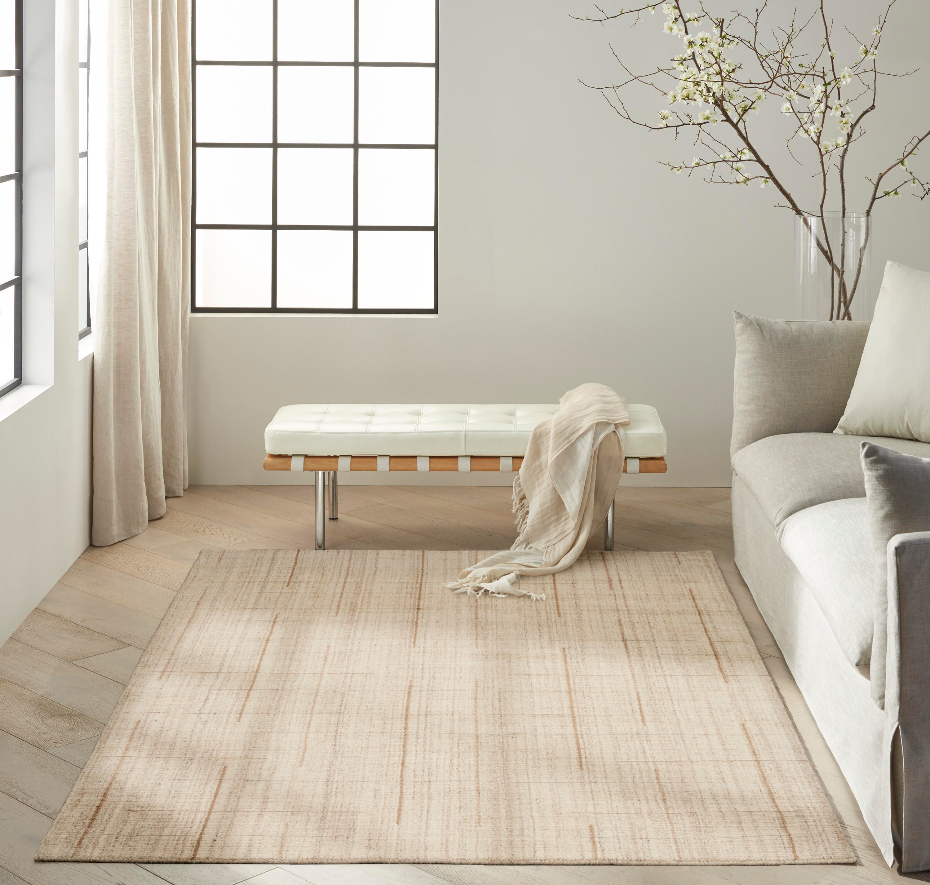 Calvin Klein Architectura 5'3" x 7'3" Area Rug, Natural, large