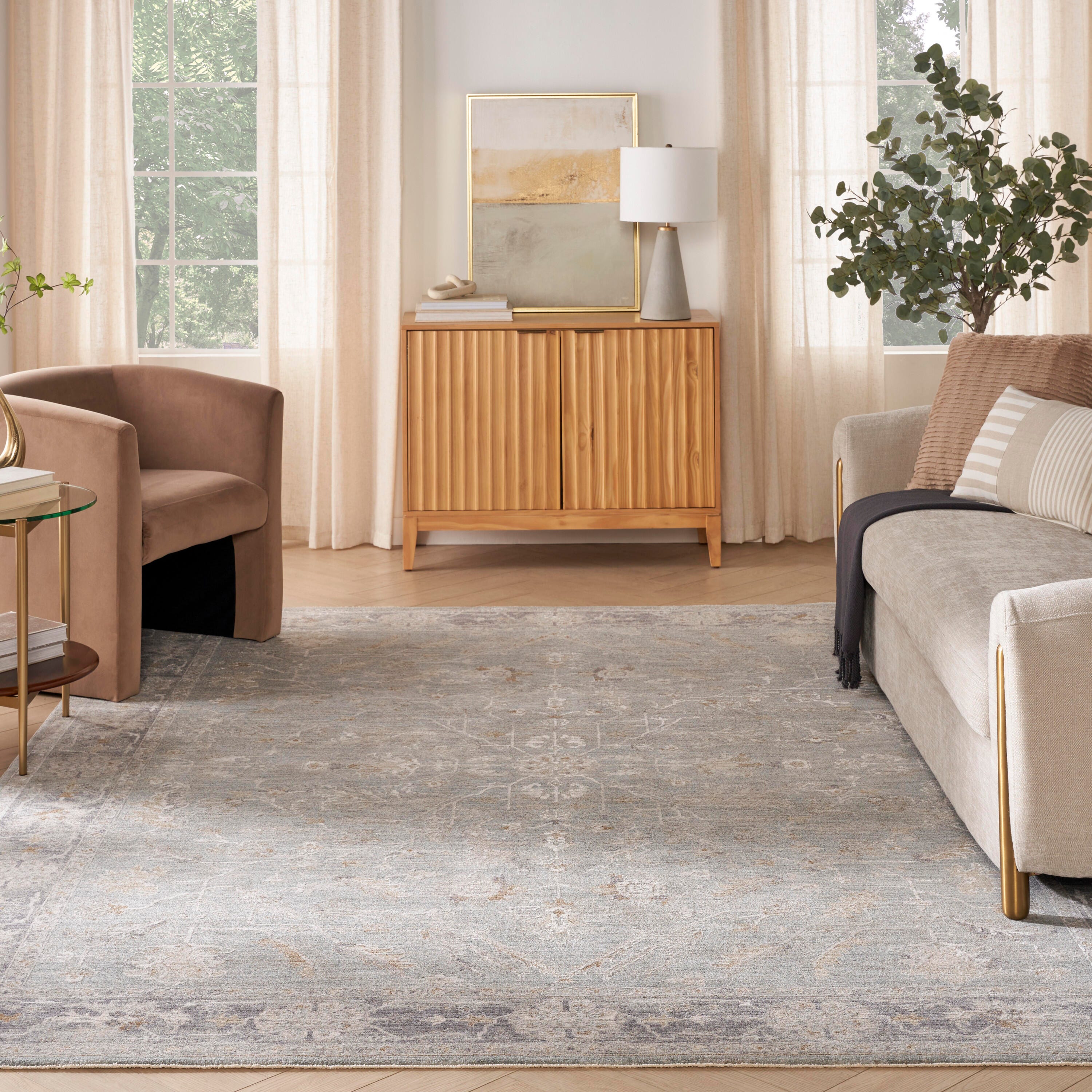 Nourison Home Infinite Serged 7'10" x 10'4" Area Rug, Blue/Ivory, large