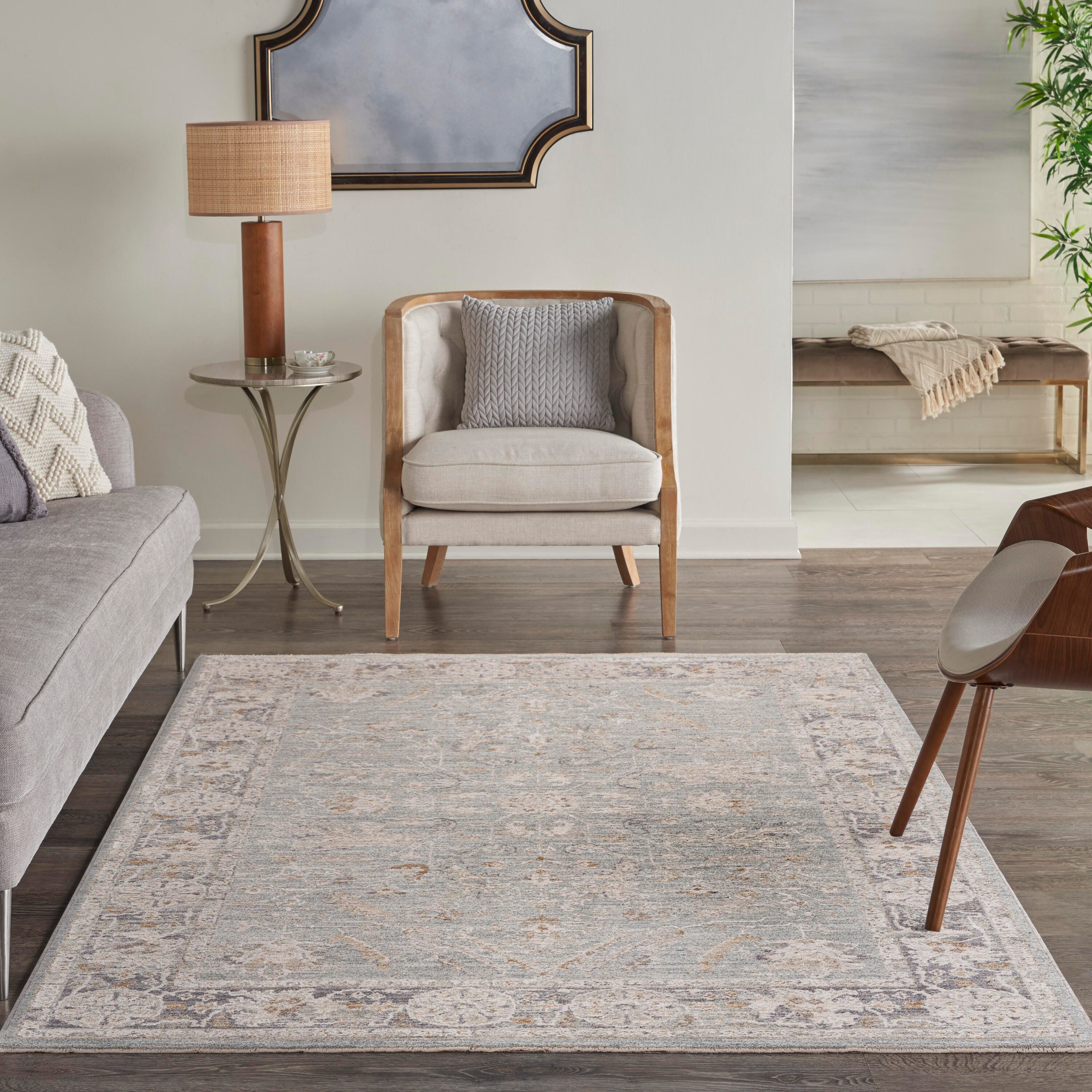 Nourison Home Infinite Serged 3'11" x 5'11" Area Rug, Blue/Ivory, large
