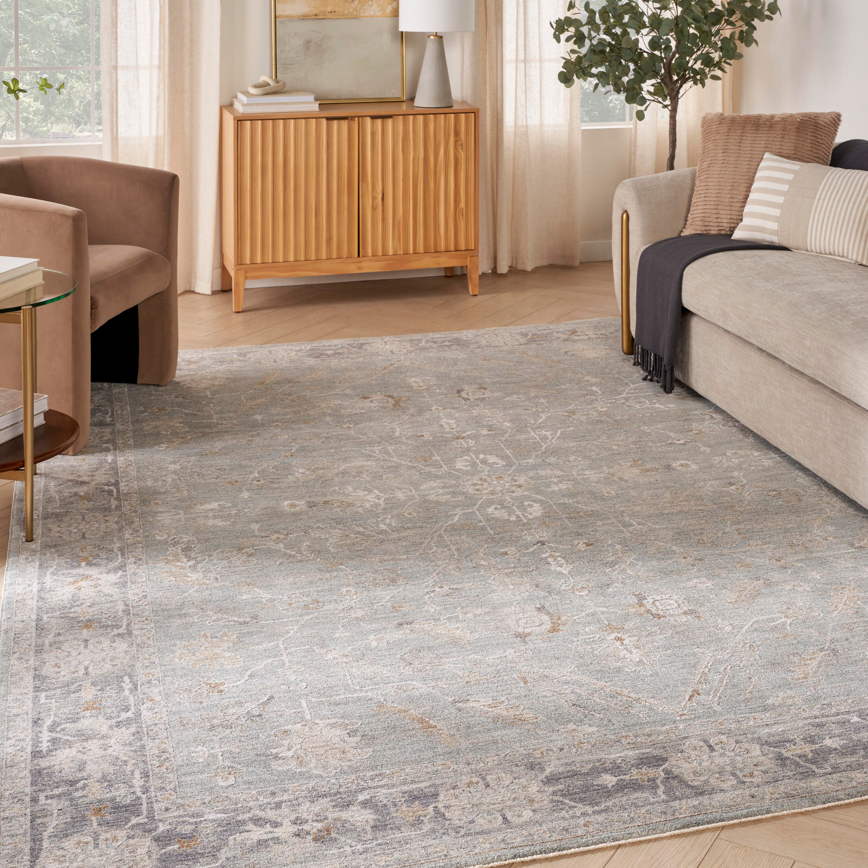 Nourison Home Infinite Serged 9'3" x 12'7" Area Rug, Blue/Ivory, rollover