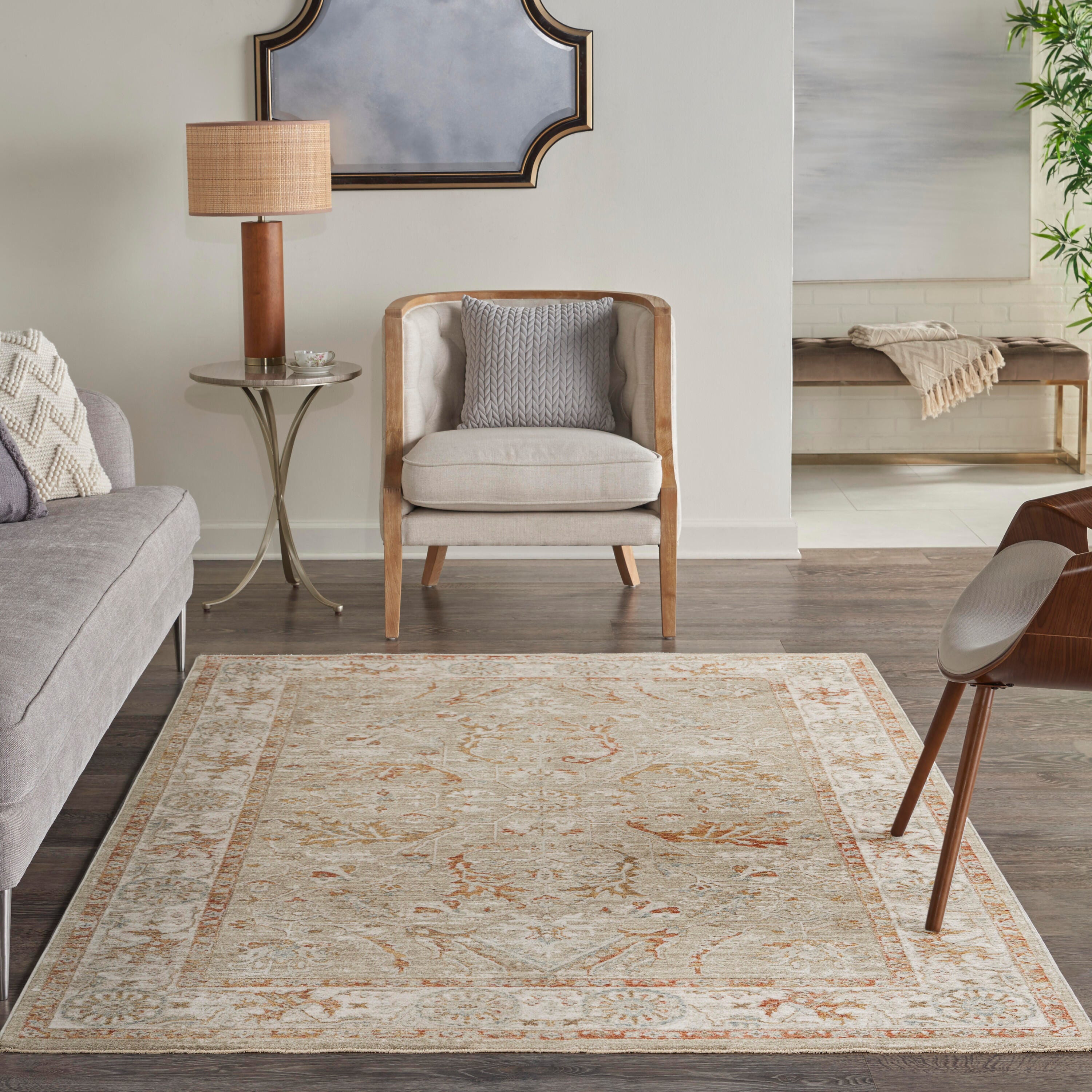 Nourison Home Infinite Serged 5'3" x 7'8" Area Rug, Sage/Ivory, large