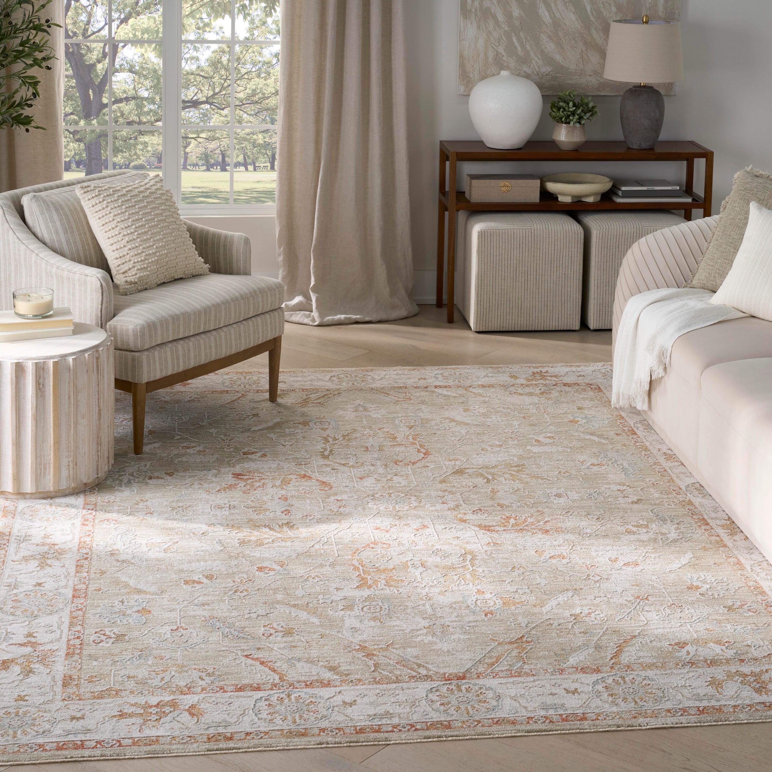Nourison Home Infinite Serged 9'3" x 12'7" Area Rug, Sage/Ivory, large