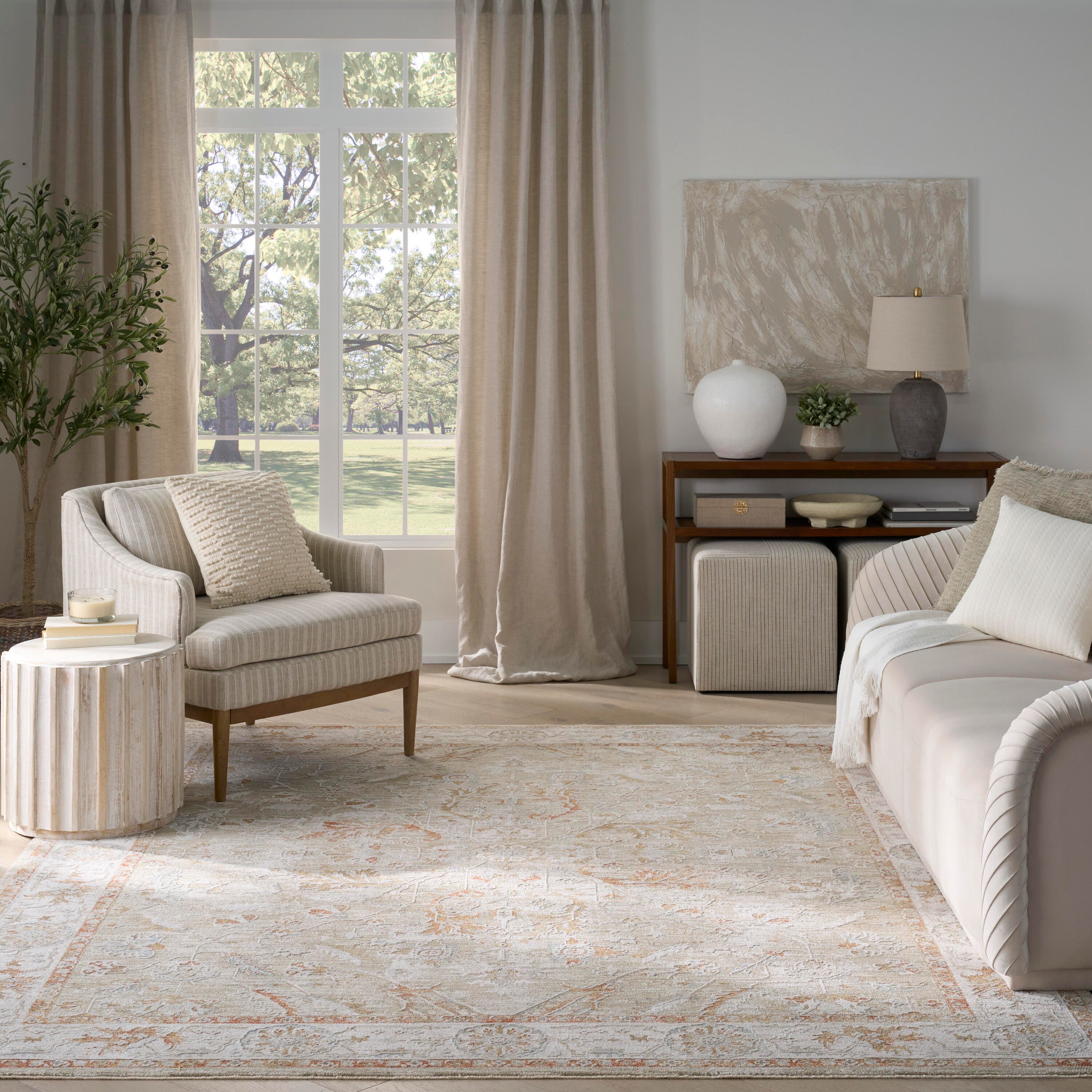 Nourison Home Infinite Serged 7'10" x 10'4" Area Rug, Sage/Ivory, large