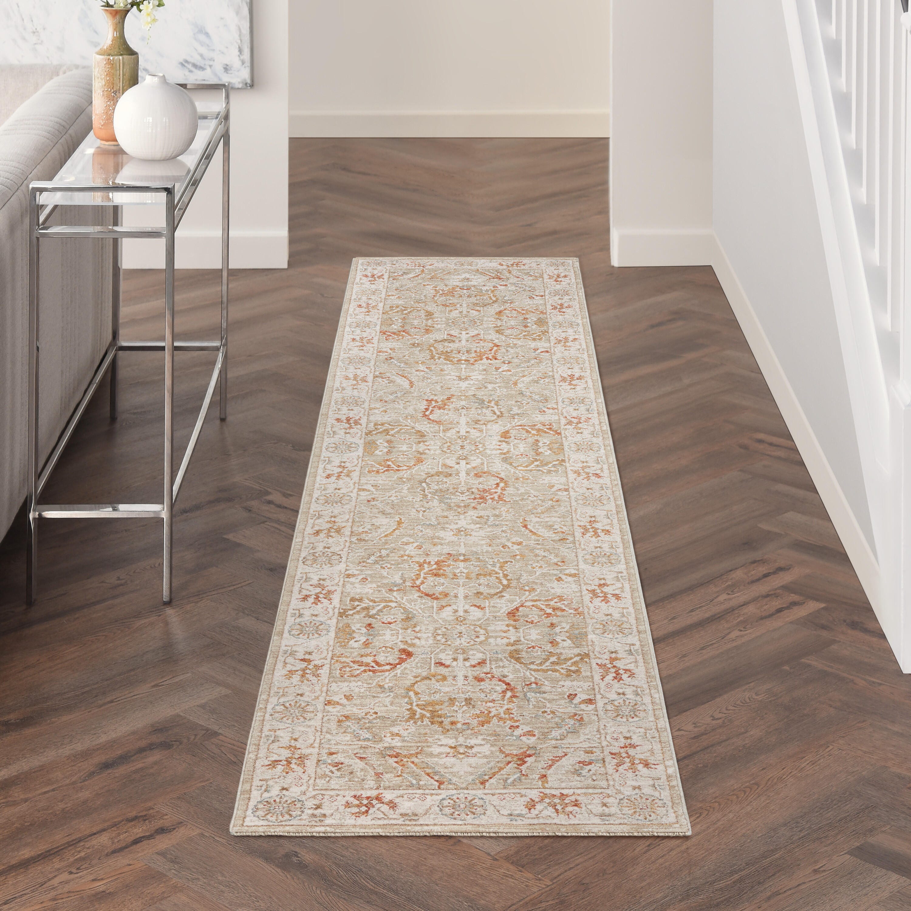 Nourison Home Infinite Serged 2'3" x 10'2" Runner Rug, Sage/Ivory, large