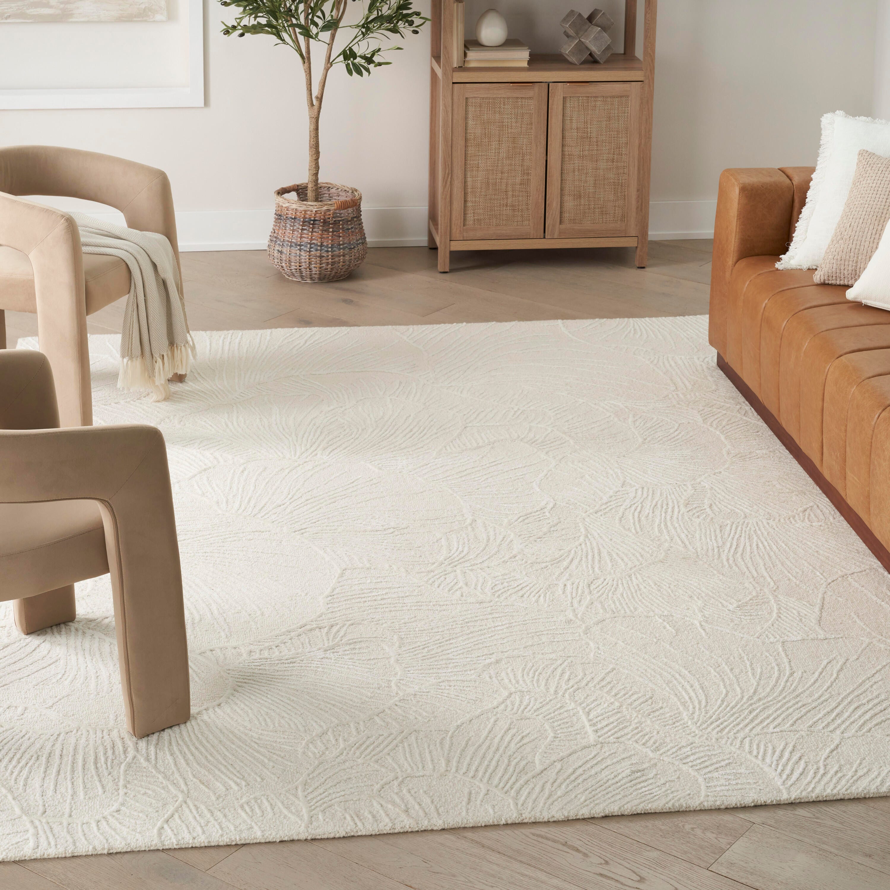 Nourison Home Avra 5'3" x 7'3" Area Rug, Ivory, large