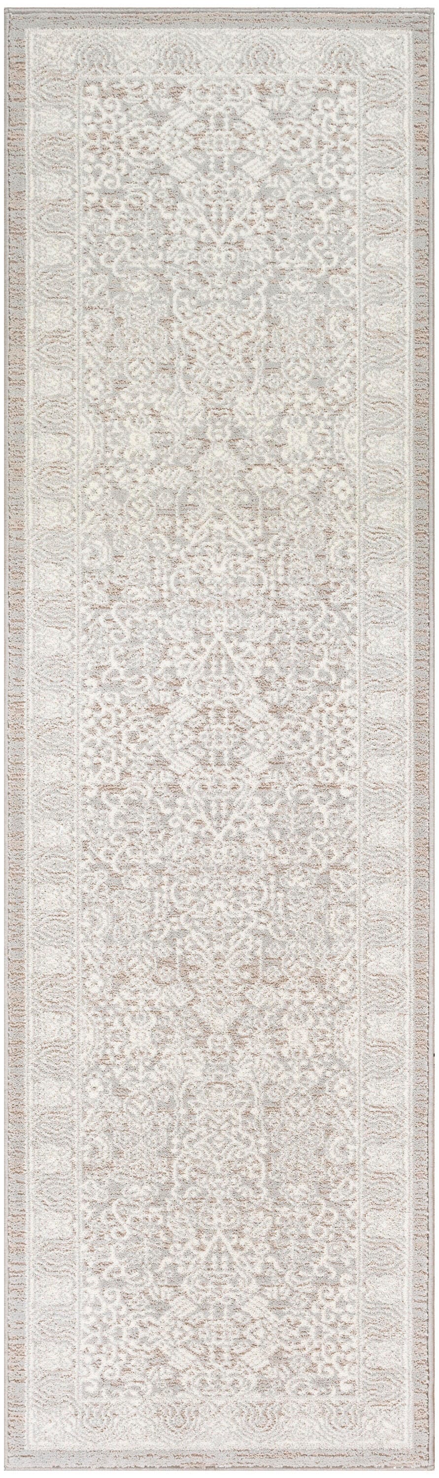 Nourison Home Eco Cycle Persian 2'2" x 7'6 Runner Rug, Silver/Ivory, large