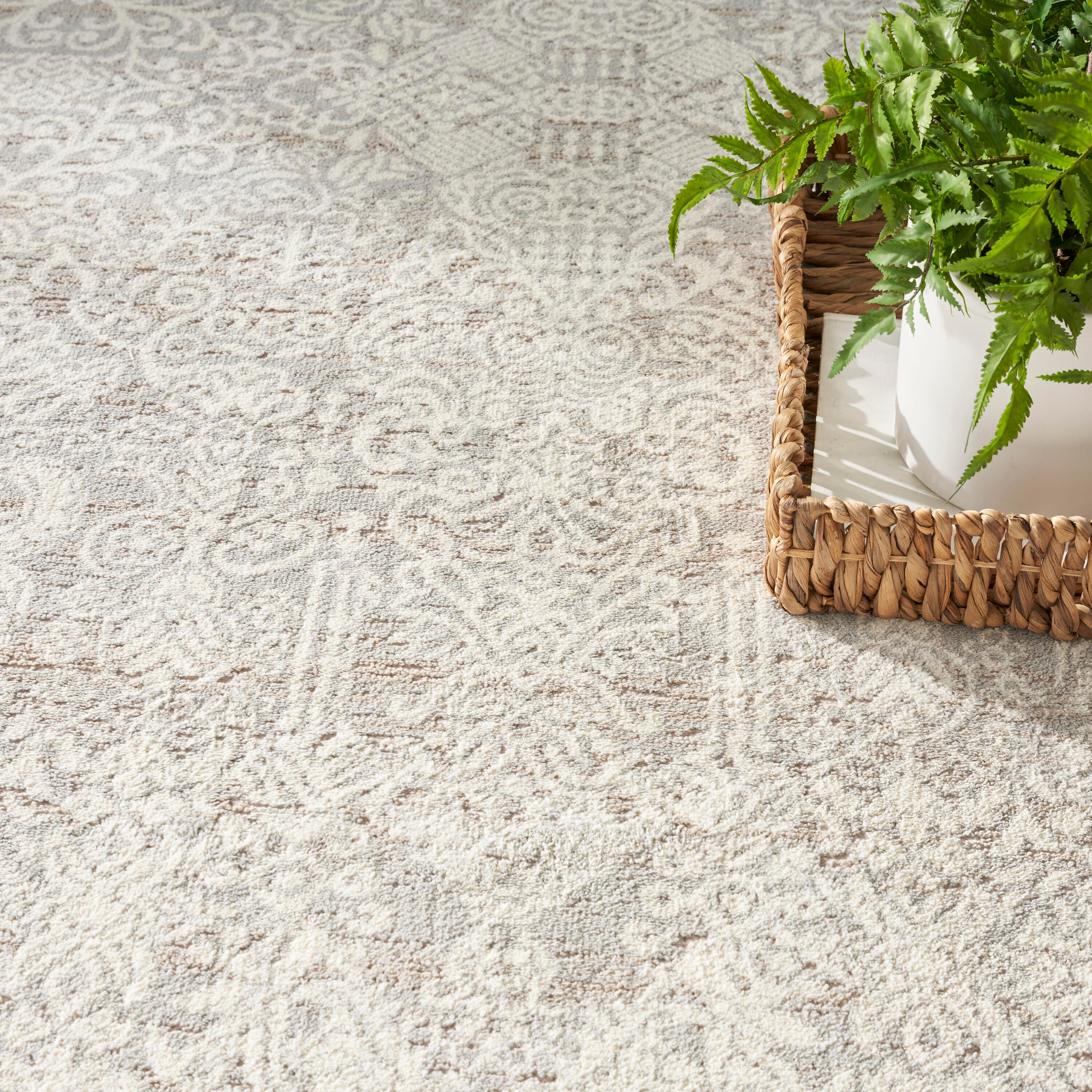 Nourison Home Eco Cycle Persian 3'11" x 5'11" Area Rug, Silver/Ivory, large