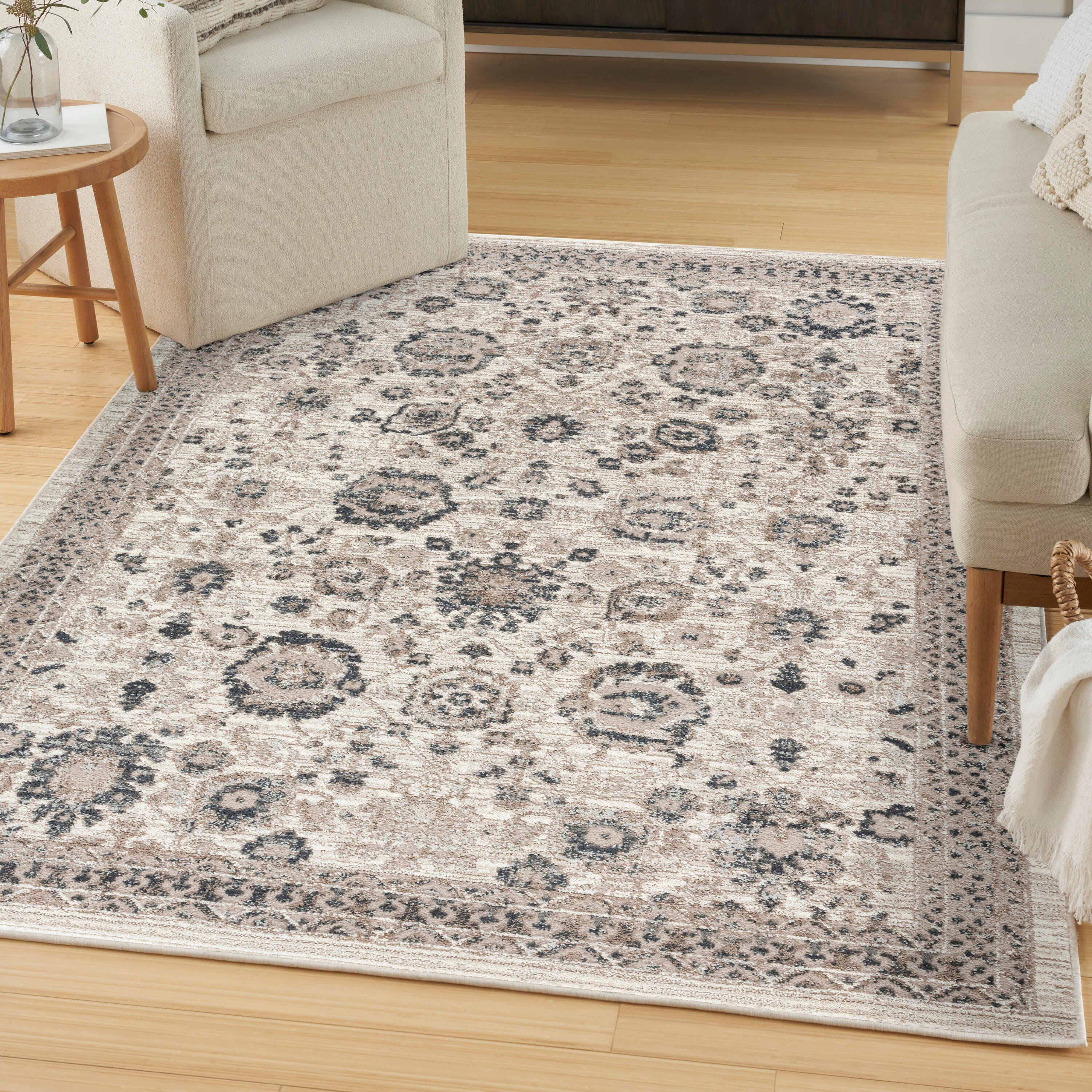 Nourison Home Eco Cycle Floral 5'3" x 7'3" Area Rug, Ivory/Multi, rollover
