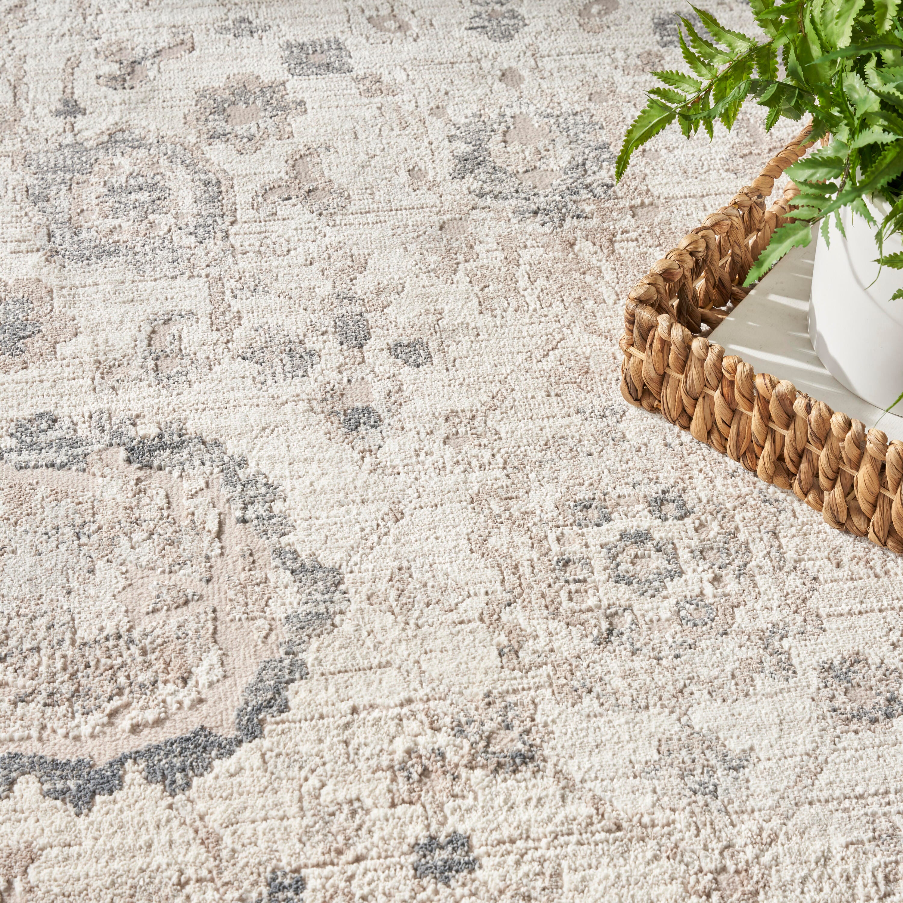 Nourison Home Eco Cycle Floral 5'3" x 7'3" Area Rug, Ivory/Multi, large
