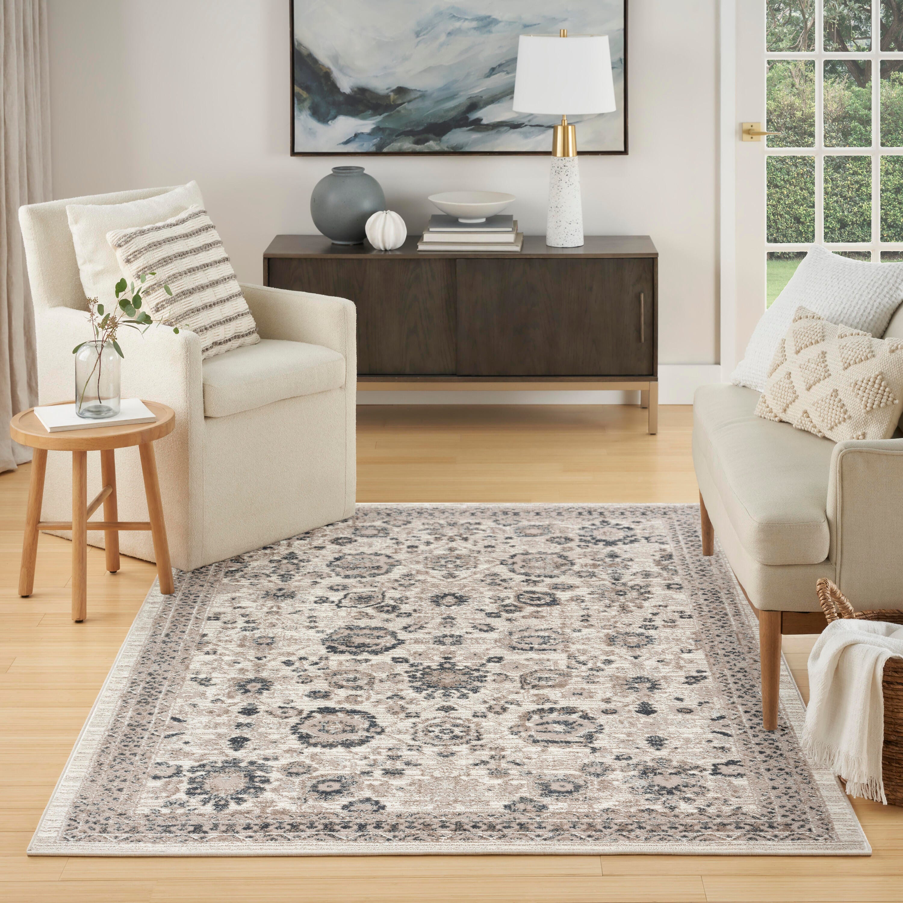 Nourison Home Eco Cycle Floral 5'3" x 7'3" Area Rug, Ivory/Multi, large