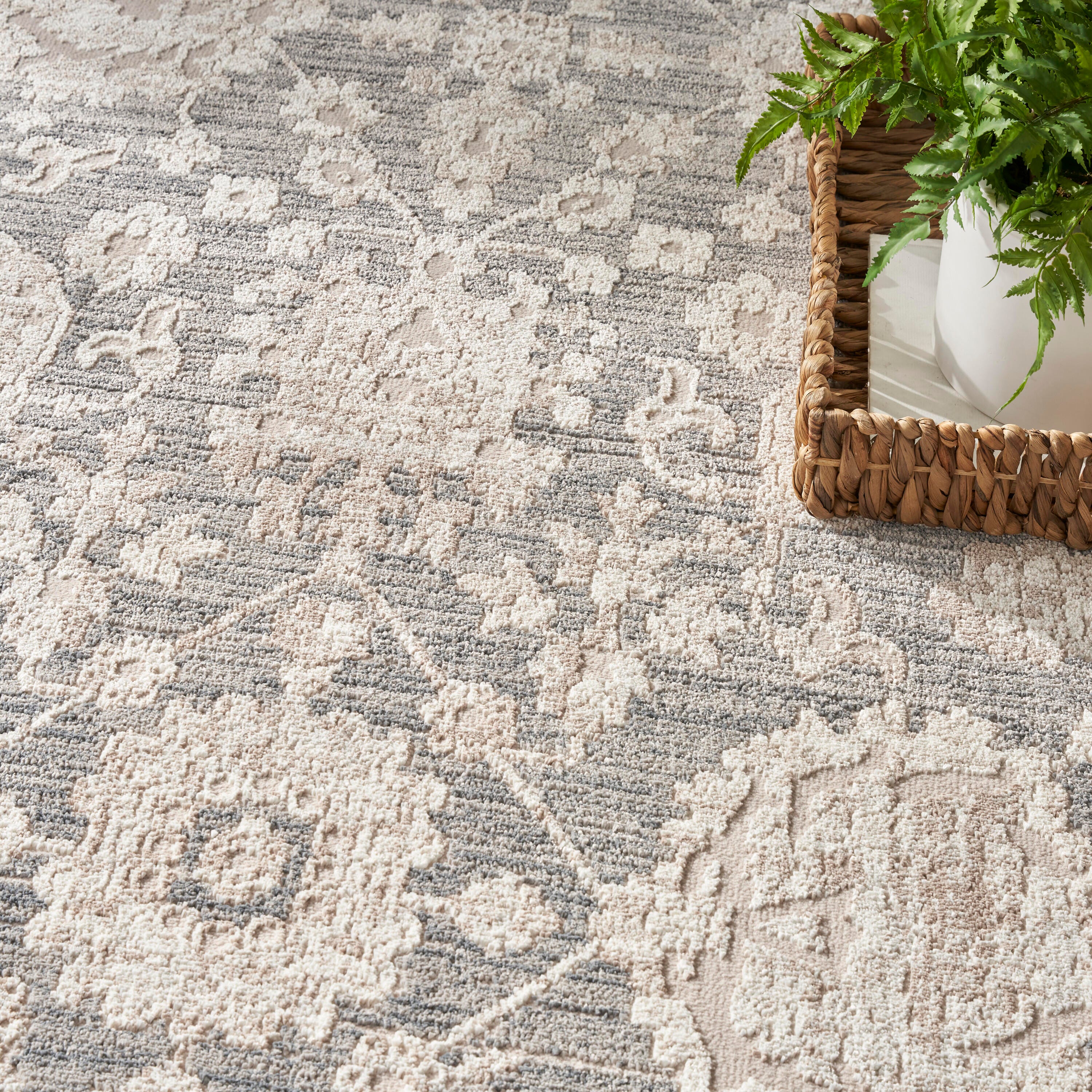 Nourison Home Eco Cycle Floral 3'11" x 5'11" Area Rug, Charcoal, large