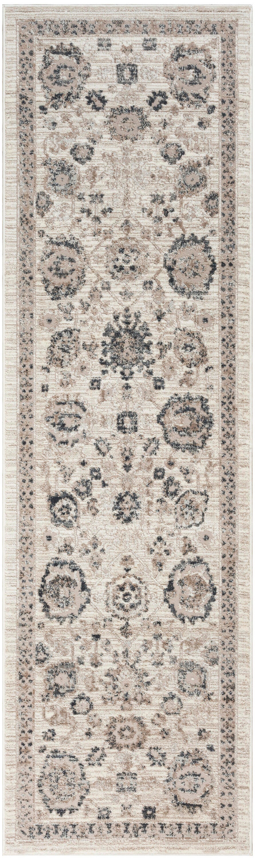 Nourison Home Eco Cycle Floral 2'2" x 7'6 Runner Rug, Ivory/Multi, large