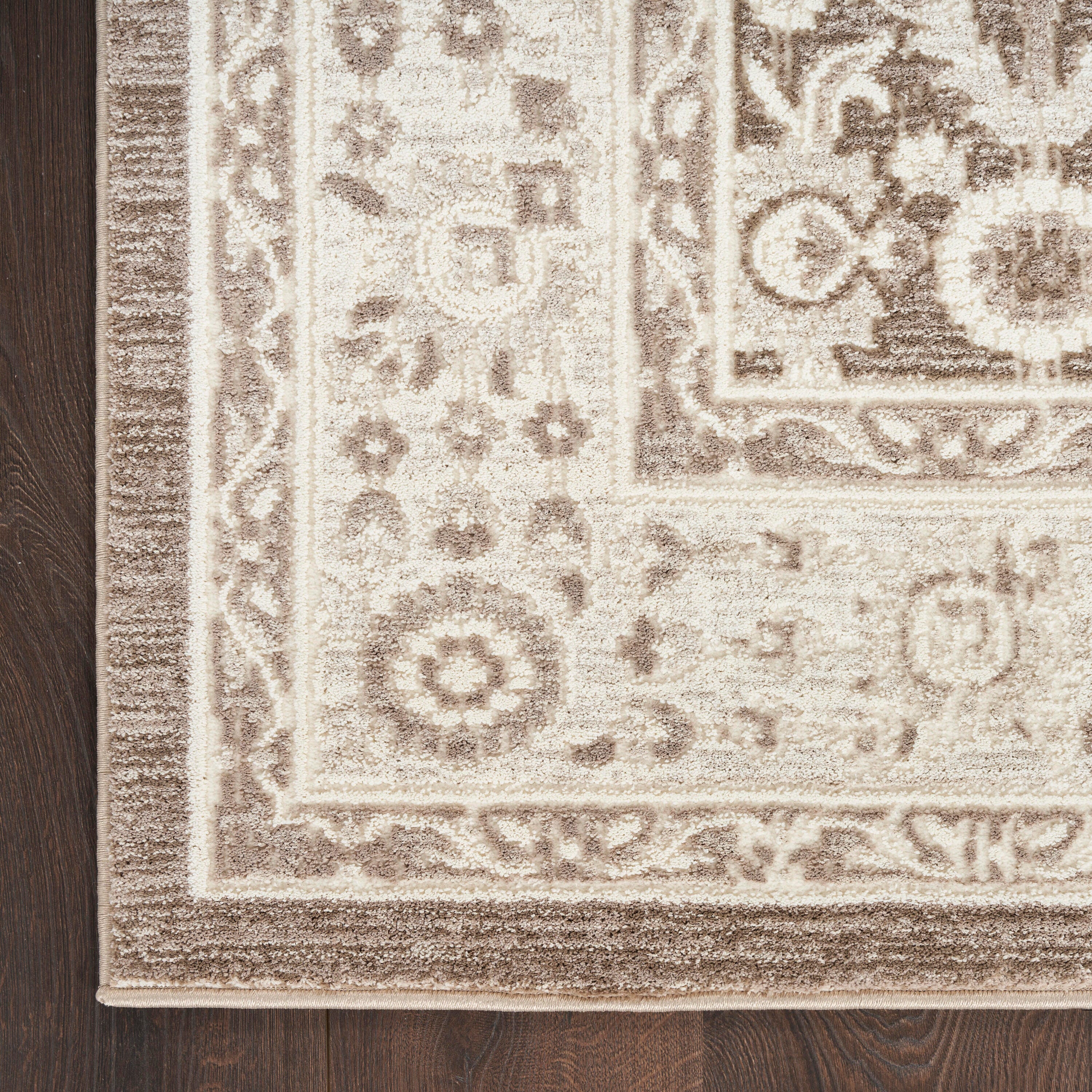 Nourison Home Eco Cycle Persian Floral 2'2" x 7'6 Runner Rug, Ivory/Mocha, large