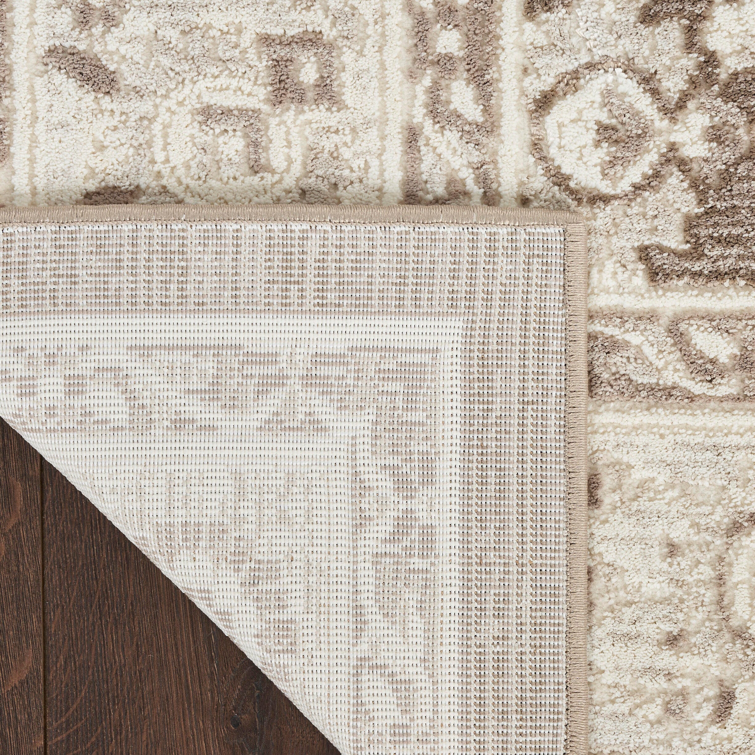 Nourison Home Eco Cycle Persian Floral 5'3" x 7'3" Area Rug, Ivory/Mocha, large