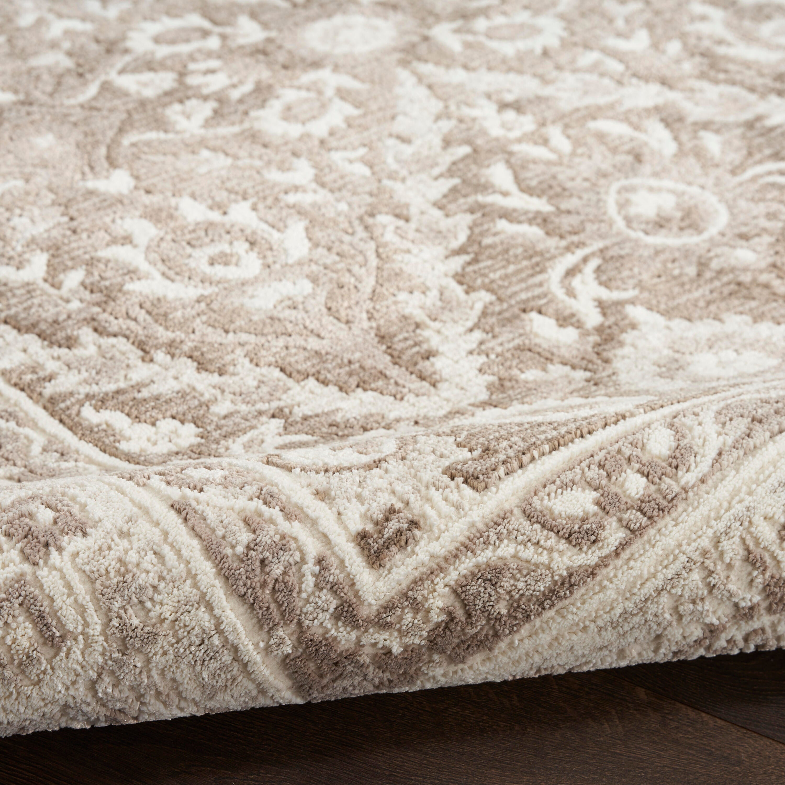 Nourison Home Eco Cycle Persian Floral 5'3" x 7'3" Area Rug, Ivory/Mocha, large