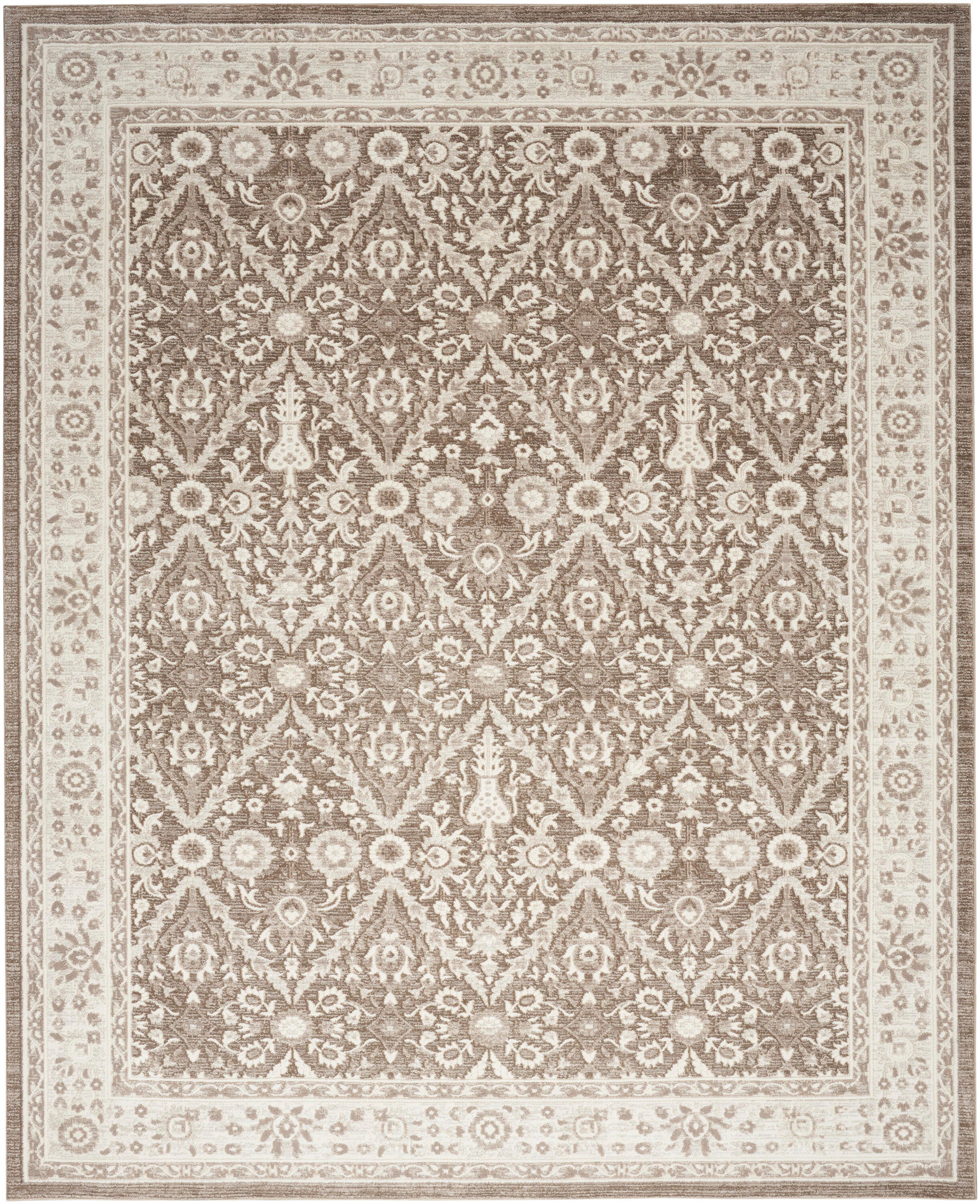 Nourison Home Eco Cycle Persian Floral 7'10" x 9'10" Area Rug, Ivory/Mocha, large