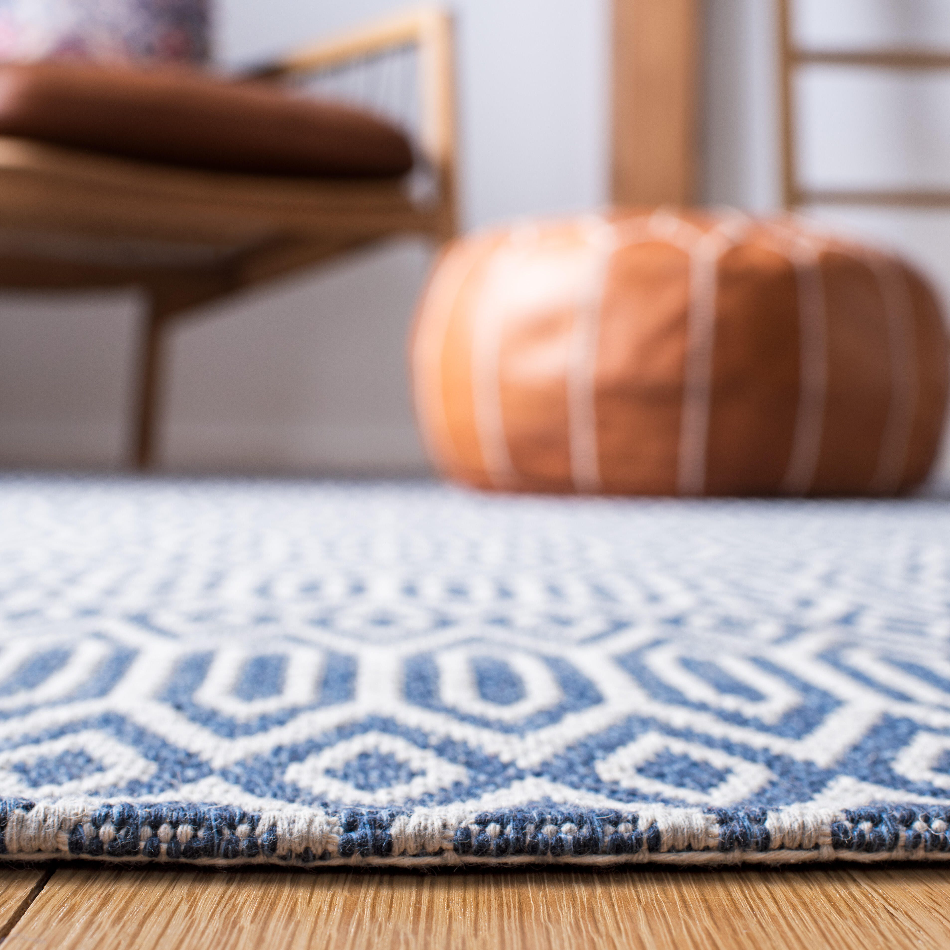 Safavieh Augustine Lovely Geometrics 6'4" x 6'4" Square Area Rug, Navy/Light Gray, large