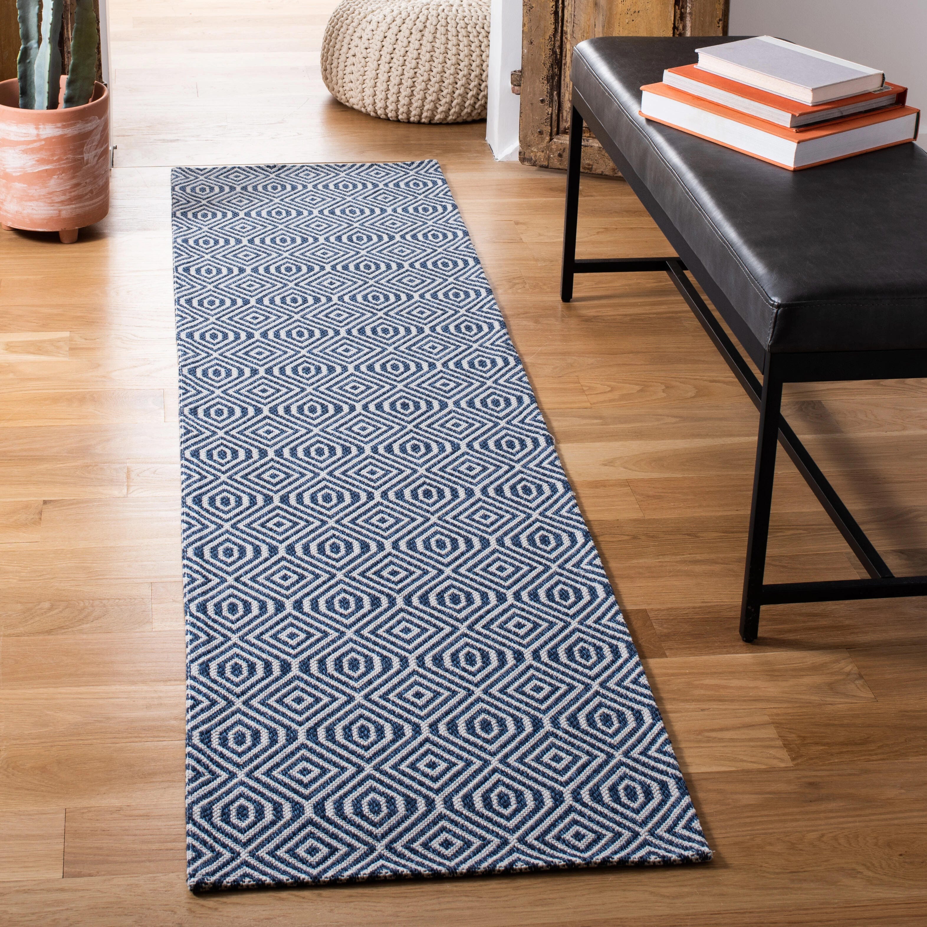 Safavieh Augustine Plaid 2' x 7' Runner Rug, Navy/Light Gray, large