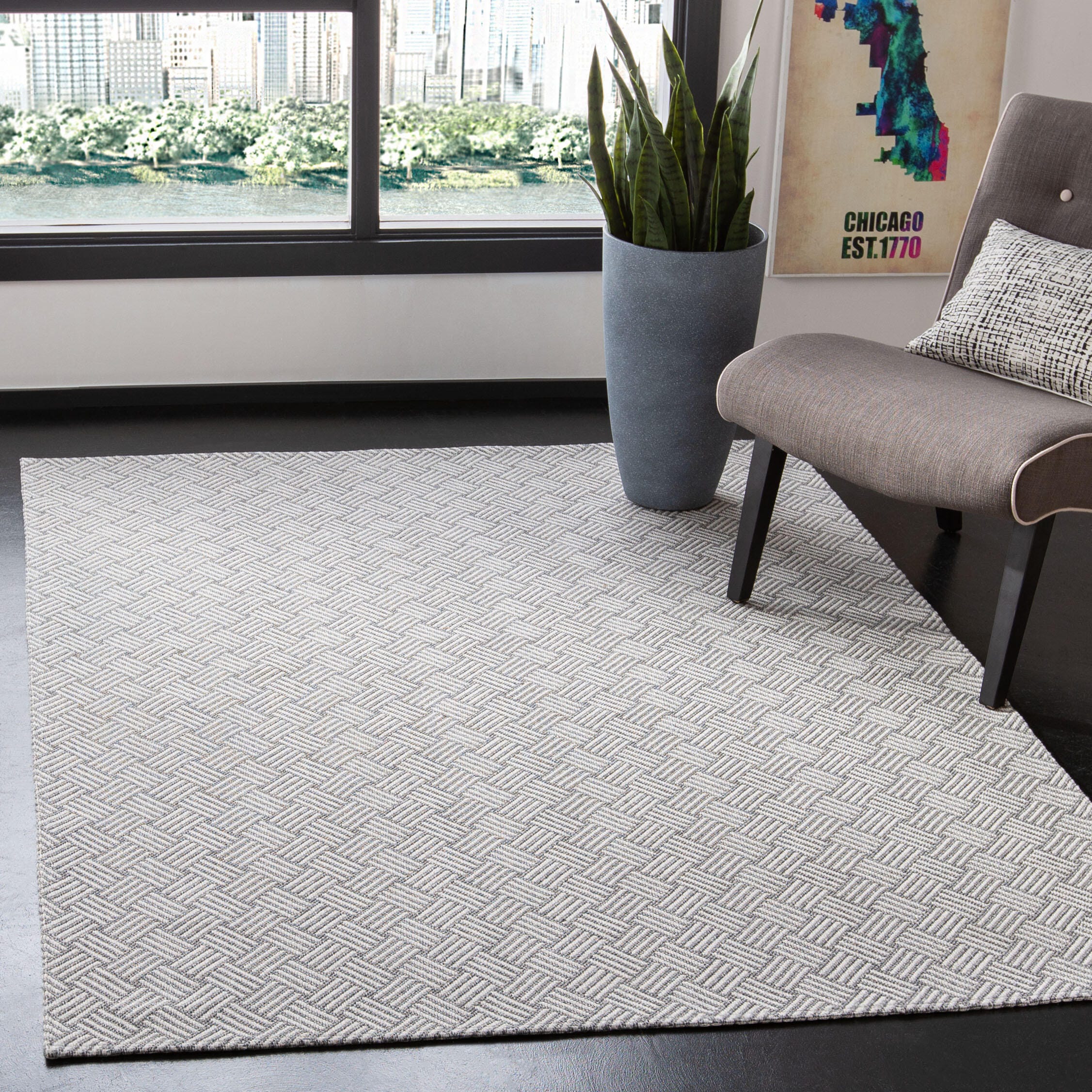 Safavieh Augustine Striped 5' x 7' Area Rug, Black/Light Gray, rollover