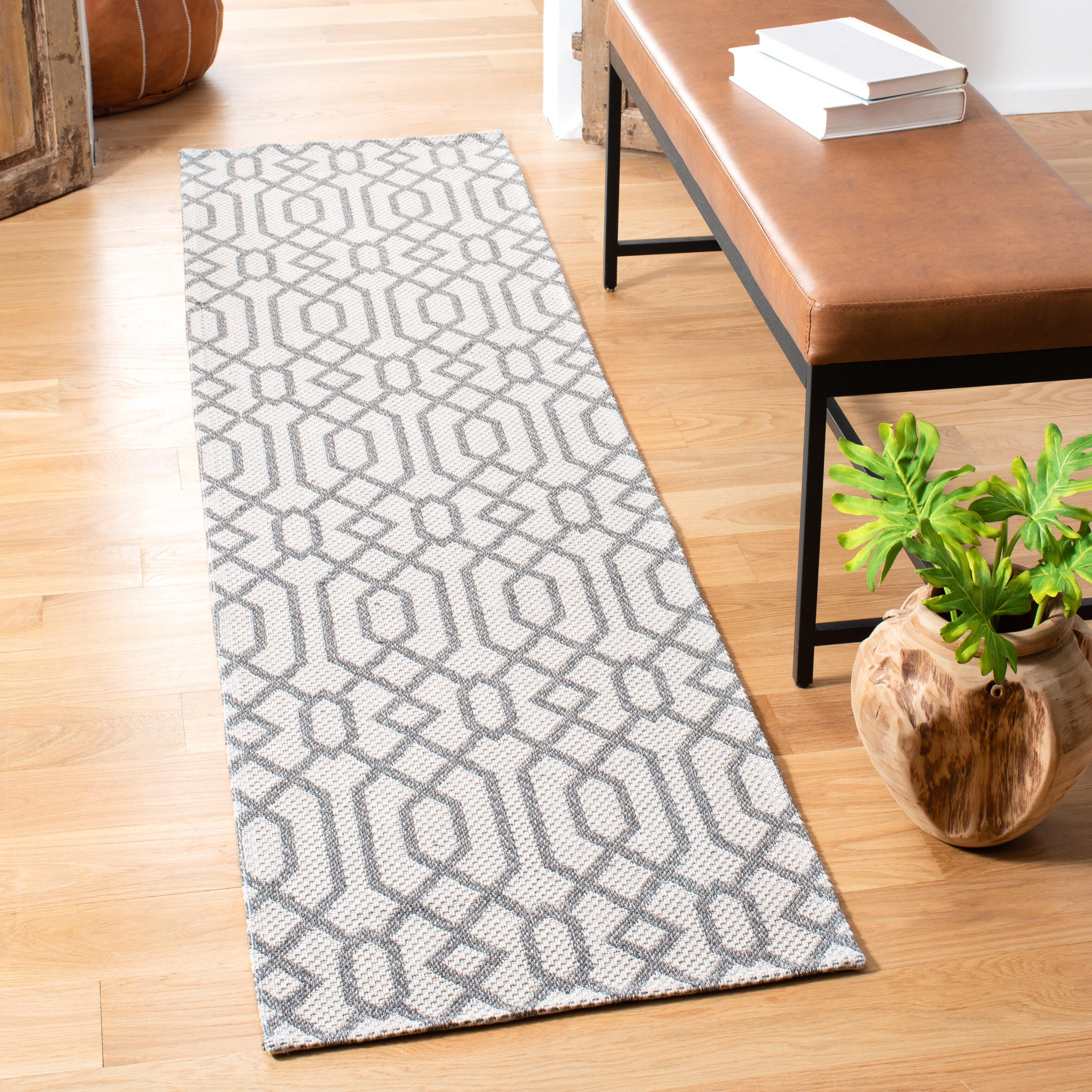 Safavieh Augustine Trellis 2' x 7' Runner Rug, Anthracite/Light Gray, rollover