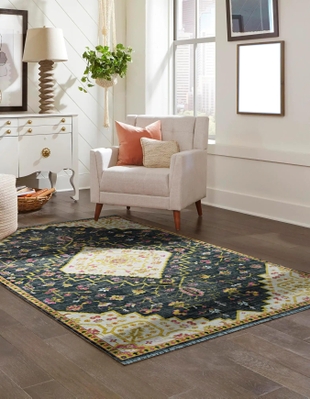 Linon Lana Gazia 5' X 7' Area Rug, Black, rollover