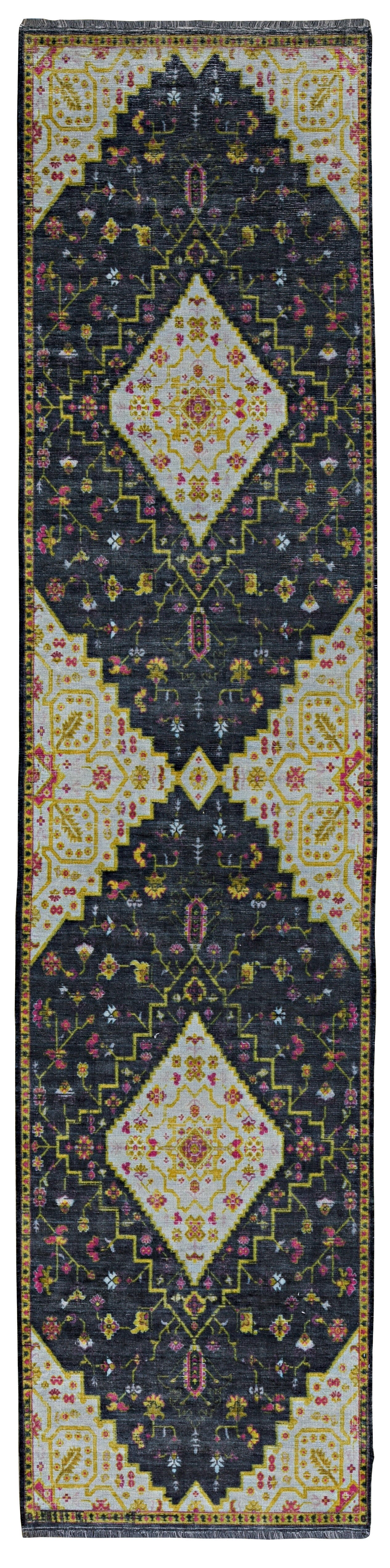 Linon Lana Gazia 2' X 10' Runner Rug, Black, large
