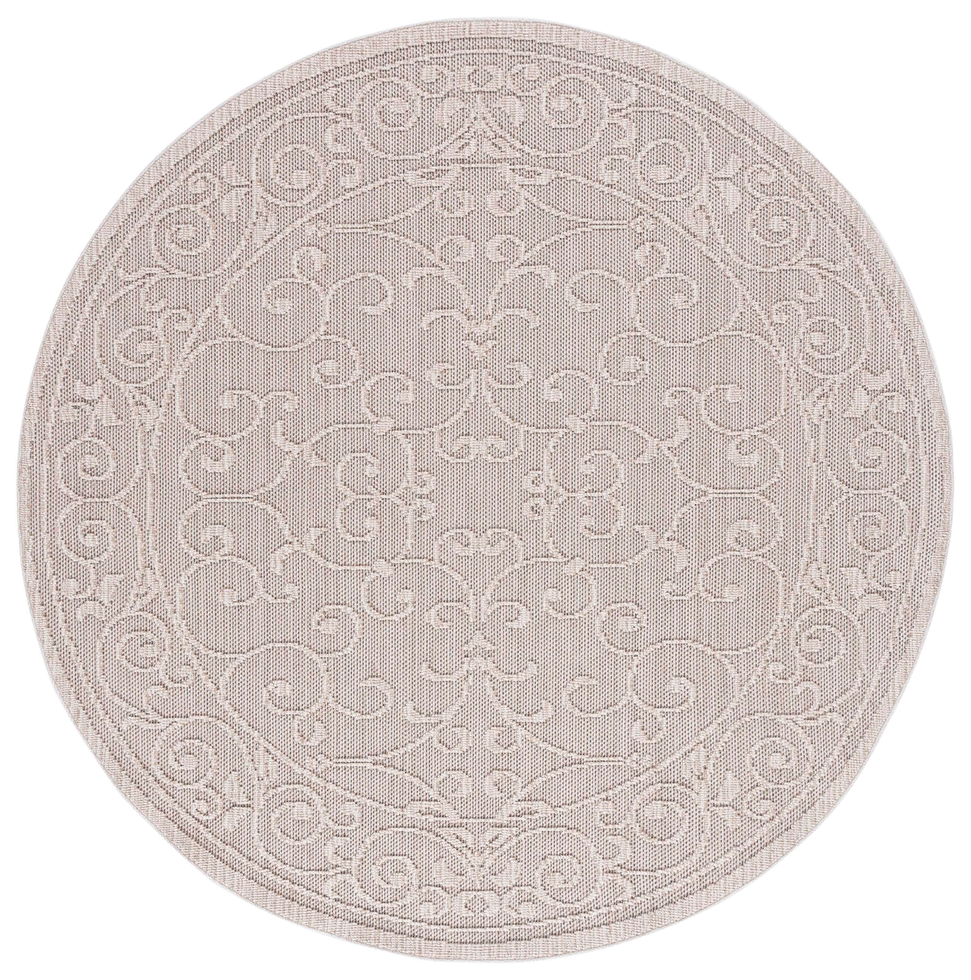 Safavieh Global 6' 7" x 6' 7" Round Area Rug, Beige/Light Beige, large