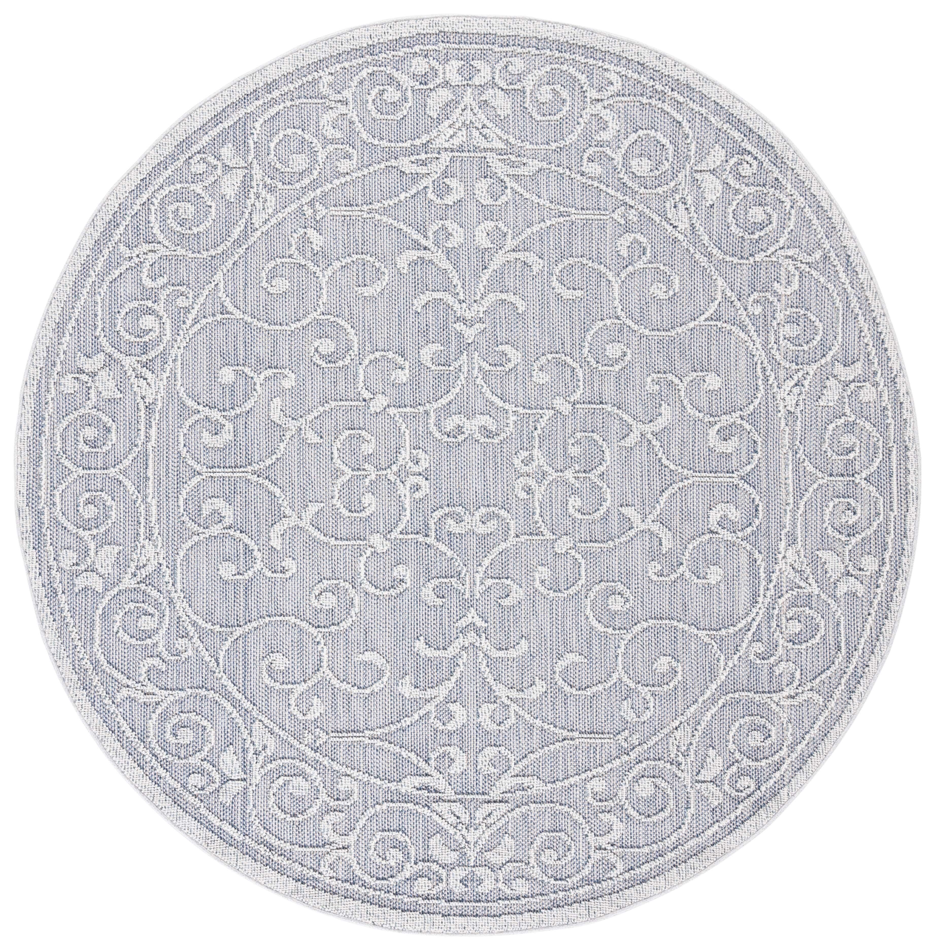 Safavieh Global 6' 7" x 6' 7" Round Area Rug, Blue/Gray, large