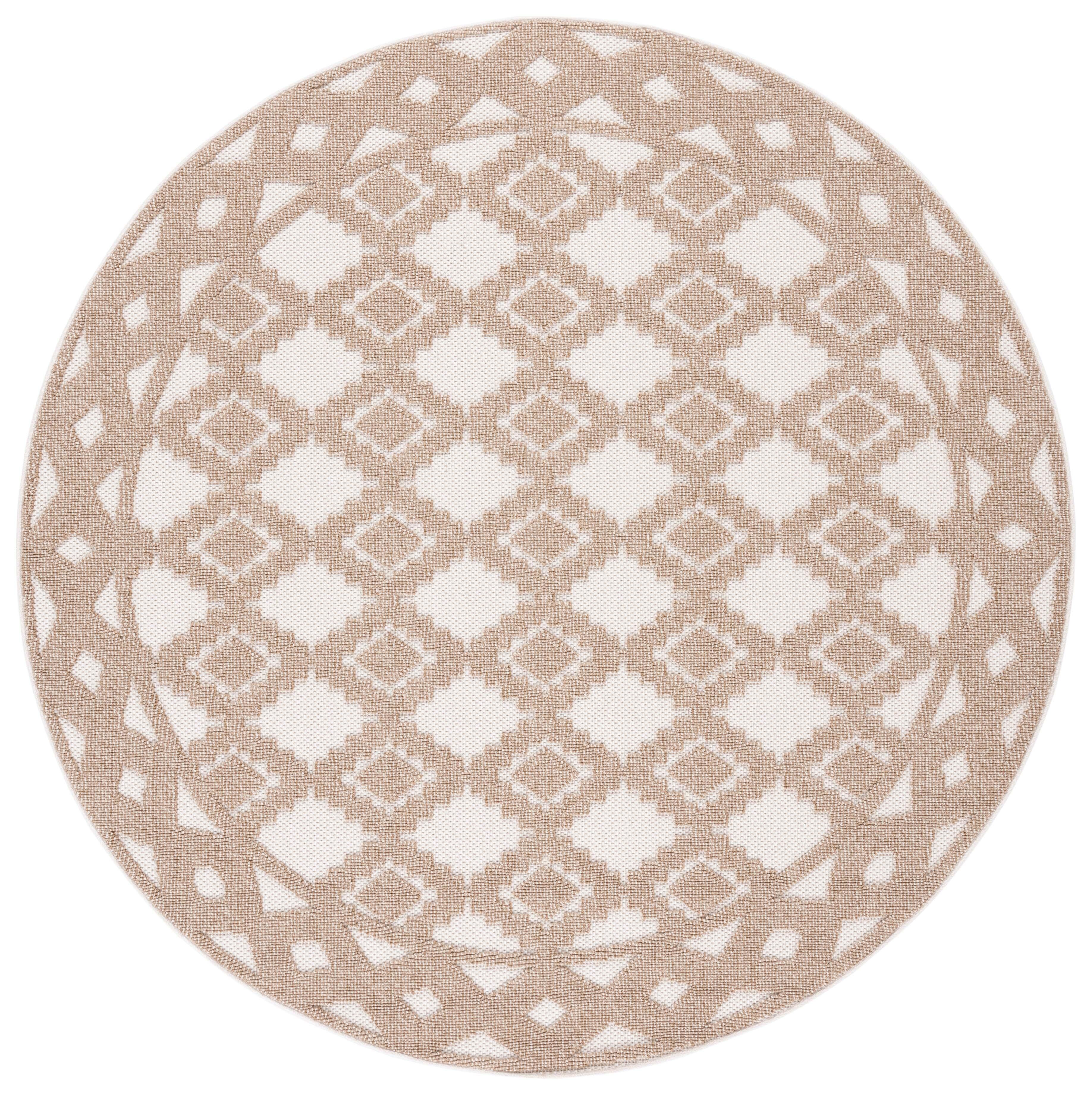 Safavieh Global 6' 7" x 6' 7" Round Area Rug, Beige/Brown, large