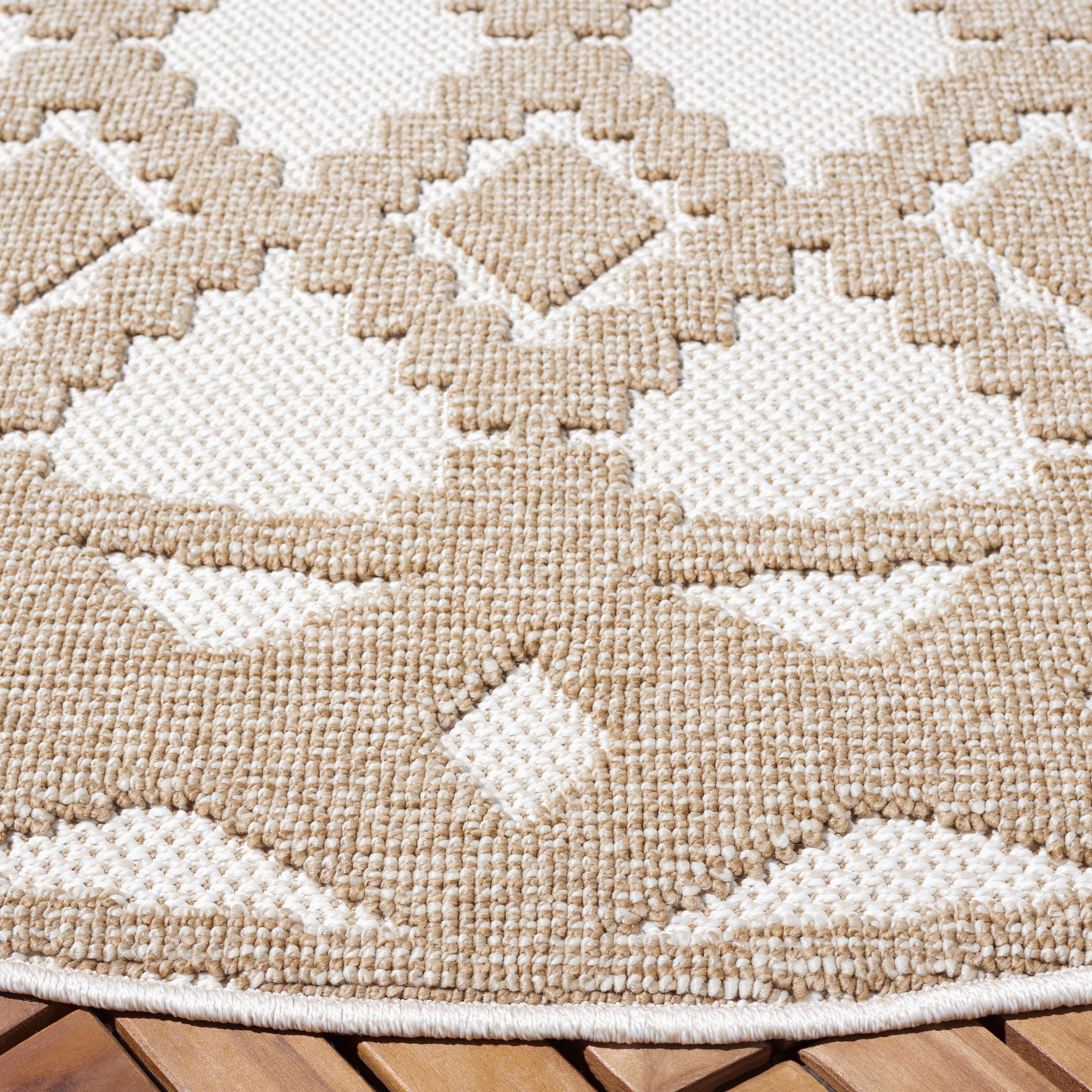 Safavieh Global 6' 7" x 6' 7" Round Area Rug, Beige/Brown, large